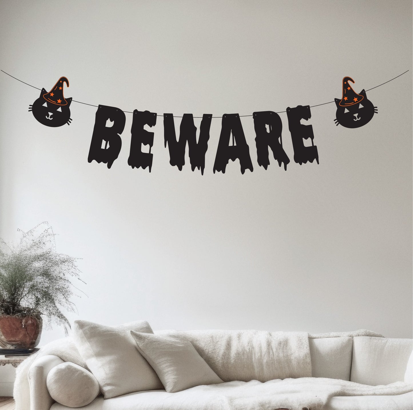 Beware Halloween Cat Banner