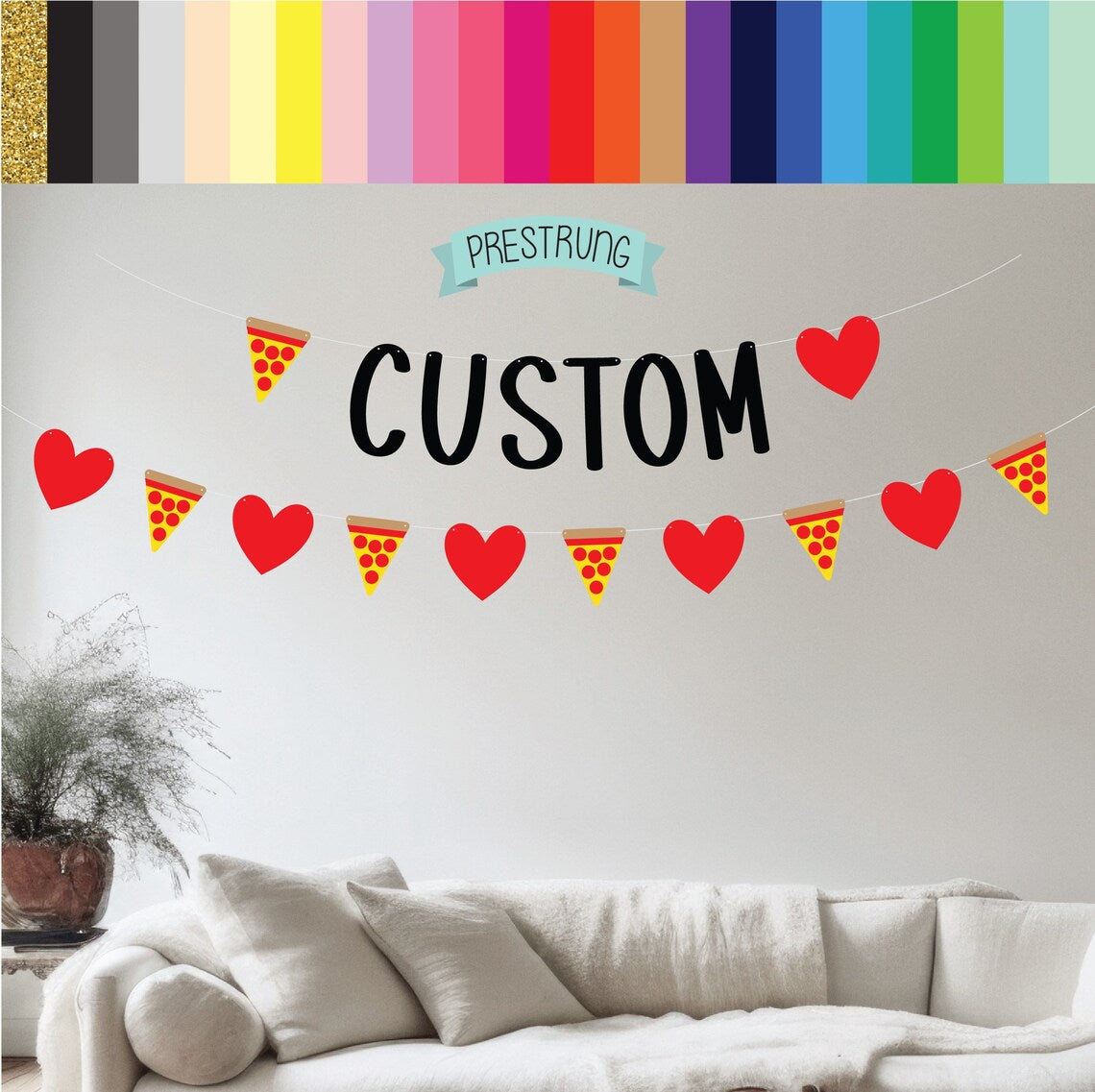 Custom Pizza Hearts Banner
