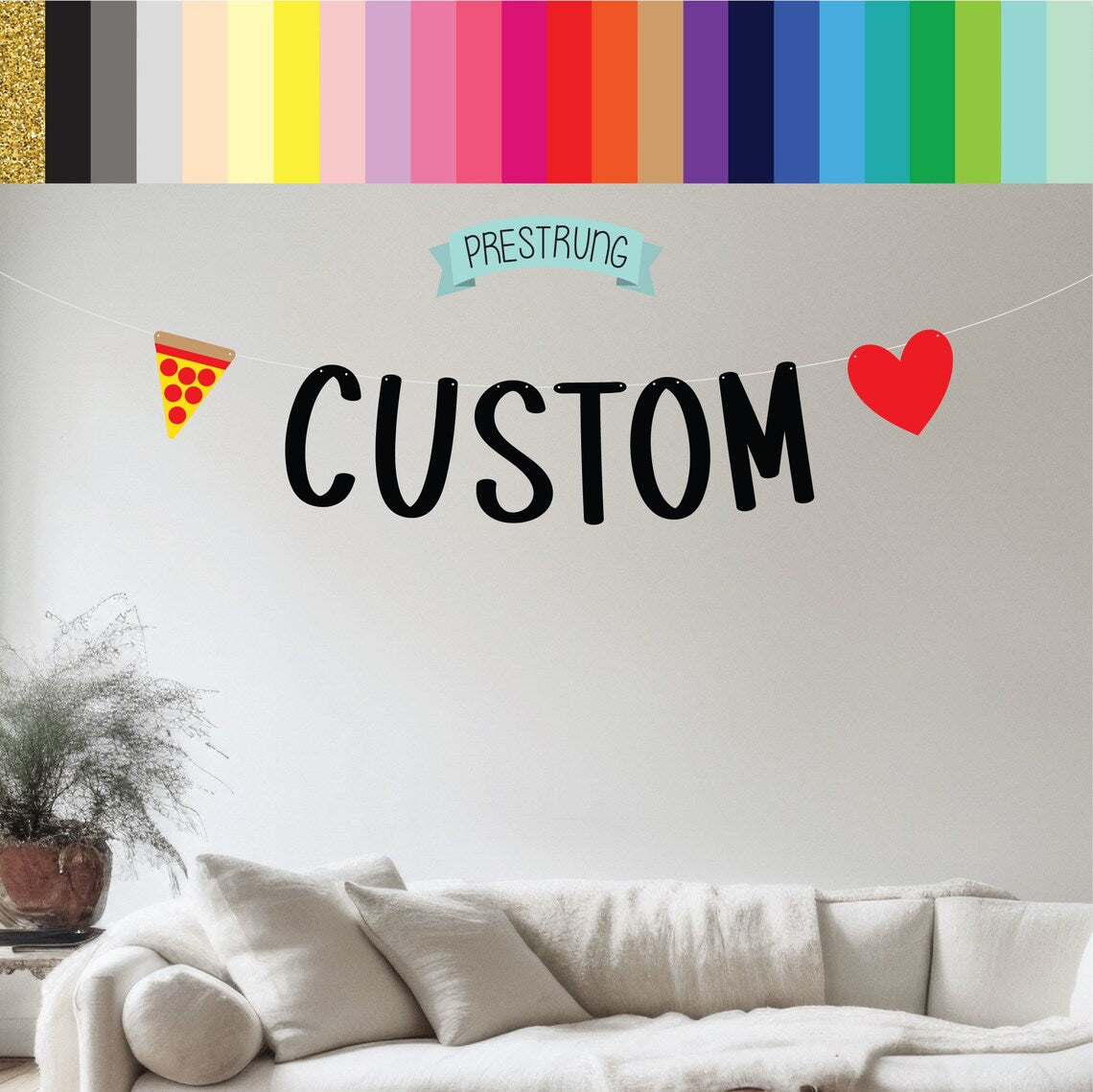 Custom Pizza Hearts Banner