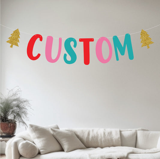 Custom Pink Christmas Banner