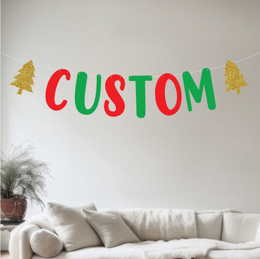 Custom Red and Green Christmas Banner