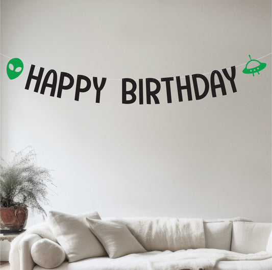 Alien Happy Birthday Banner
