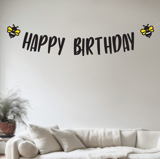 Bee Happy Birthday Banner