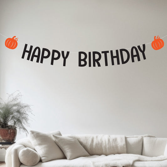 Pumpkin Happy Birthday Banner