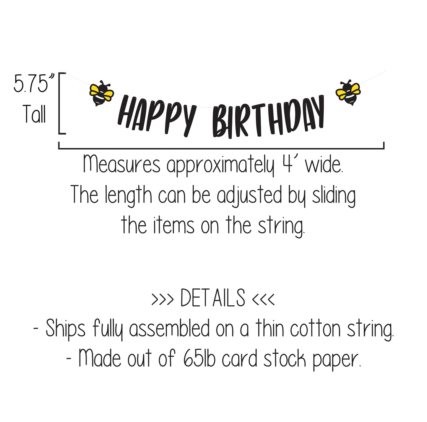 Bee Happy Birthday Banner