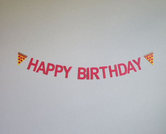Happy Birthday w. Pizza Banner