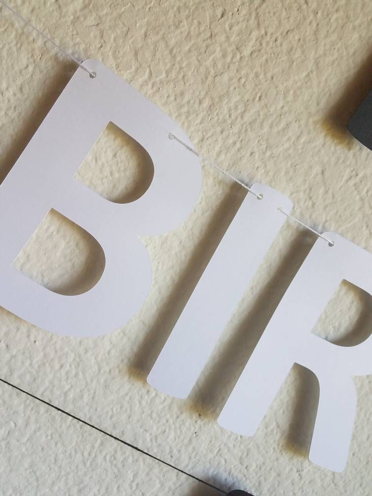 Black and White Happy Birthday Banner, Black and White Party Decor, Black and White Birthday Banner, White and Black Birthday Banner