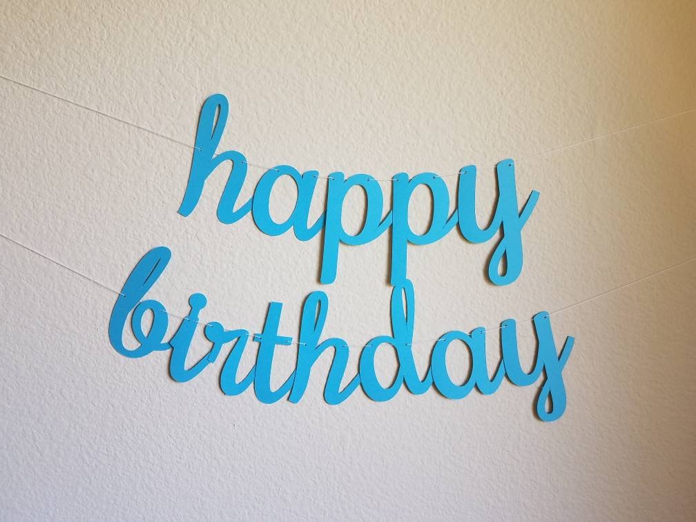 Blue Happy Birthday Banner, Blue Birthday Banner, Cursive Blue Banner, Blue Customize Banner, Custom Birthday Banner, Blue Party Decor