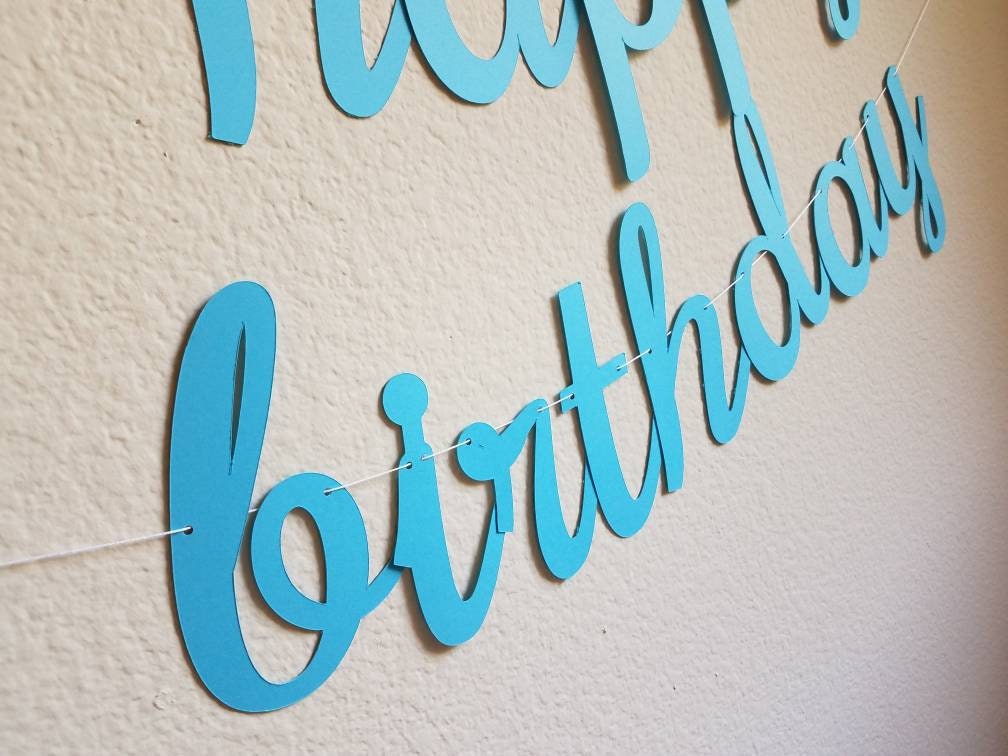 Blue Happy Birthday Banner, Blue Birthday Banner, Cursive Blue Banner, Blue Customize Banner, Custom Birthday Banner, Blue Party Decor