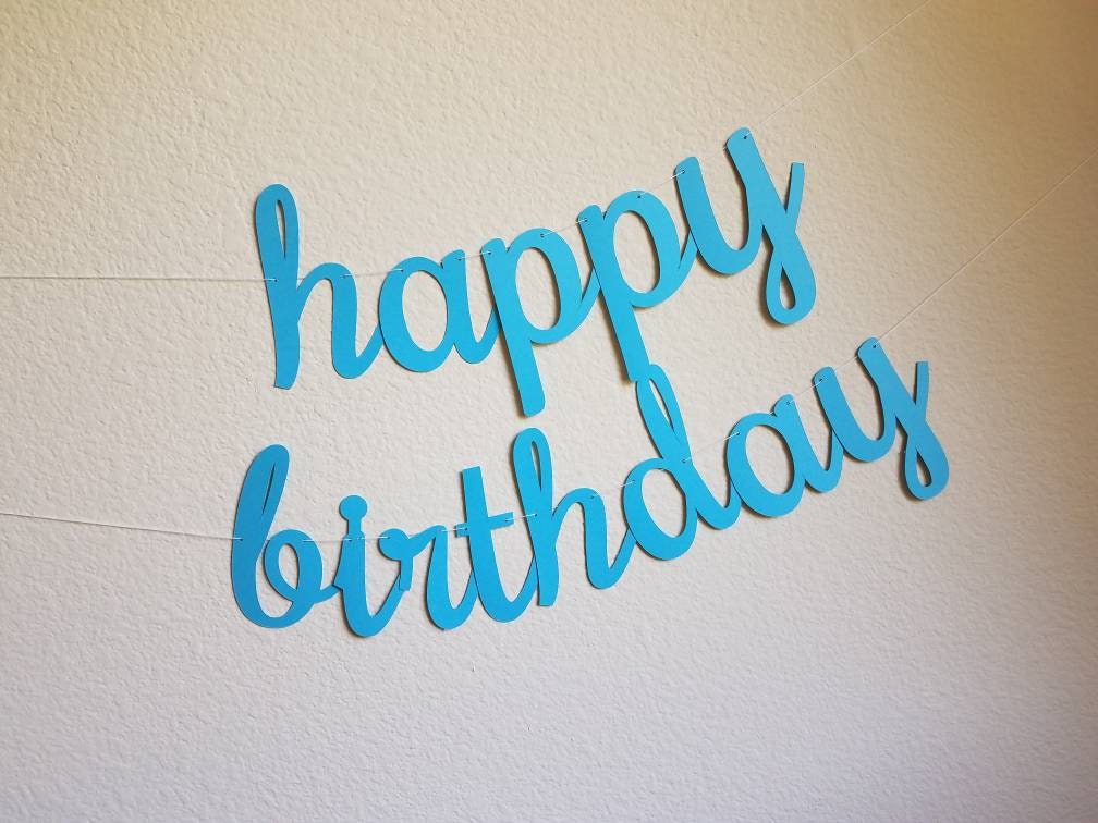 Blue Happy Birthday Banner, Blue Birthday Banner, Cursive Blue Banner, Blue Customize Banner, Custom Birthday Banner, Blue Party Decor