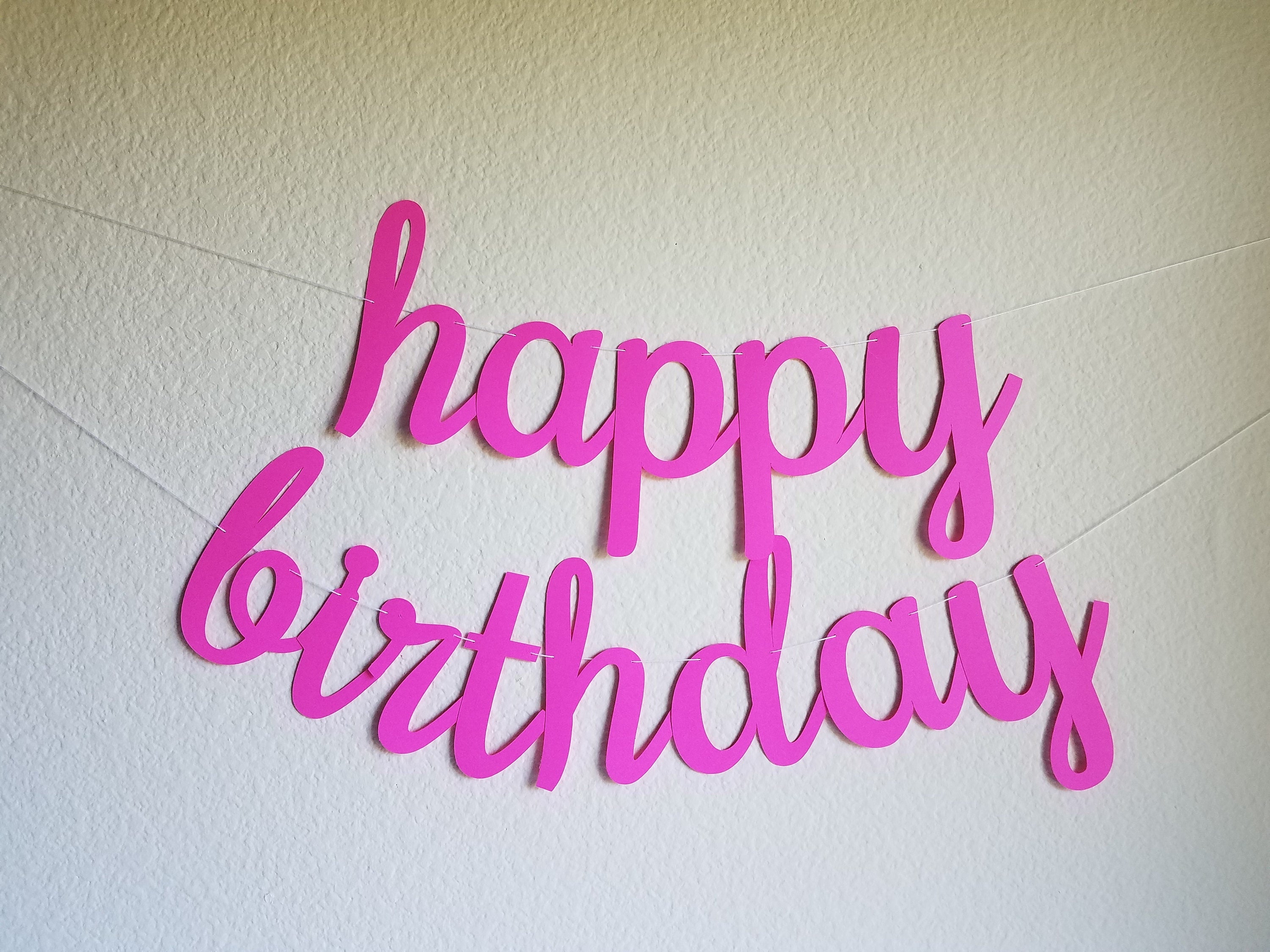 Fuchsia Happy Birthday Banner, Pink Cursive Birthday Banner, Pink Banner, Custom Fuchsia Banner, Hot Pink Birthday Banner, Pink Party Decor