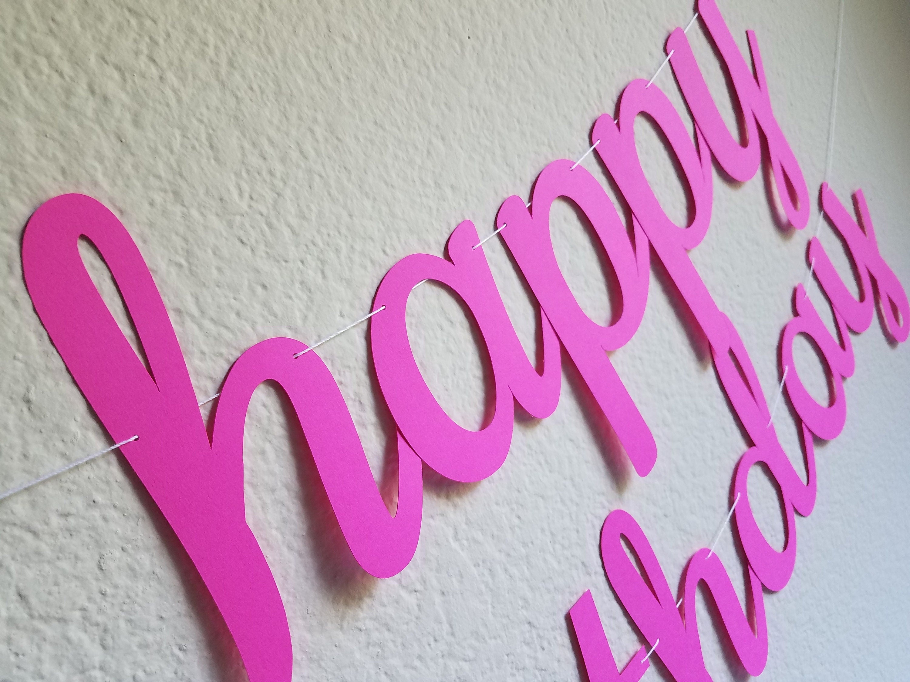 Fuchsia Happy Birthday Banner, Pink Cursive Birthday Banner, Pink Banner, Custom Fuchsia Banner, Hot Pink Birthday Banner, Pink Party Decor