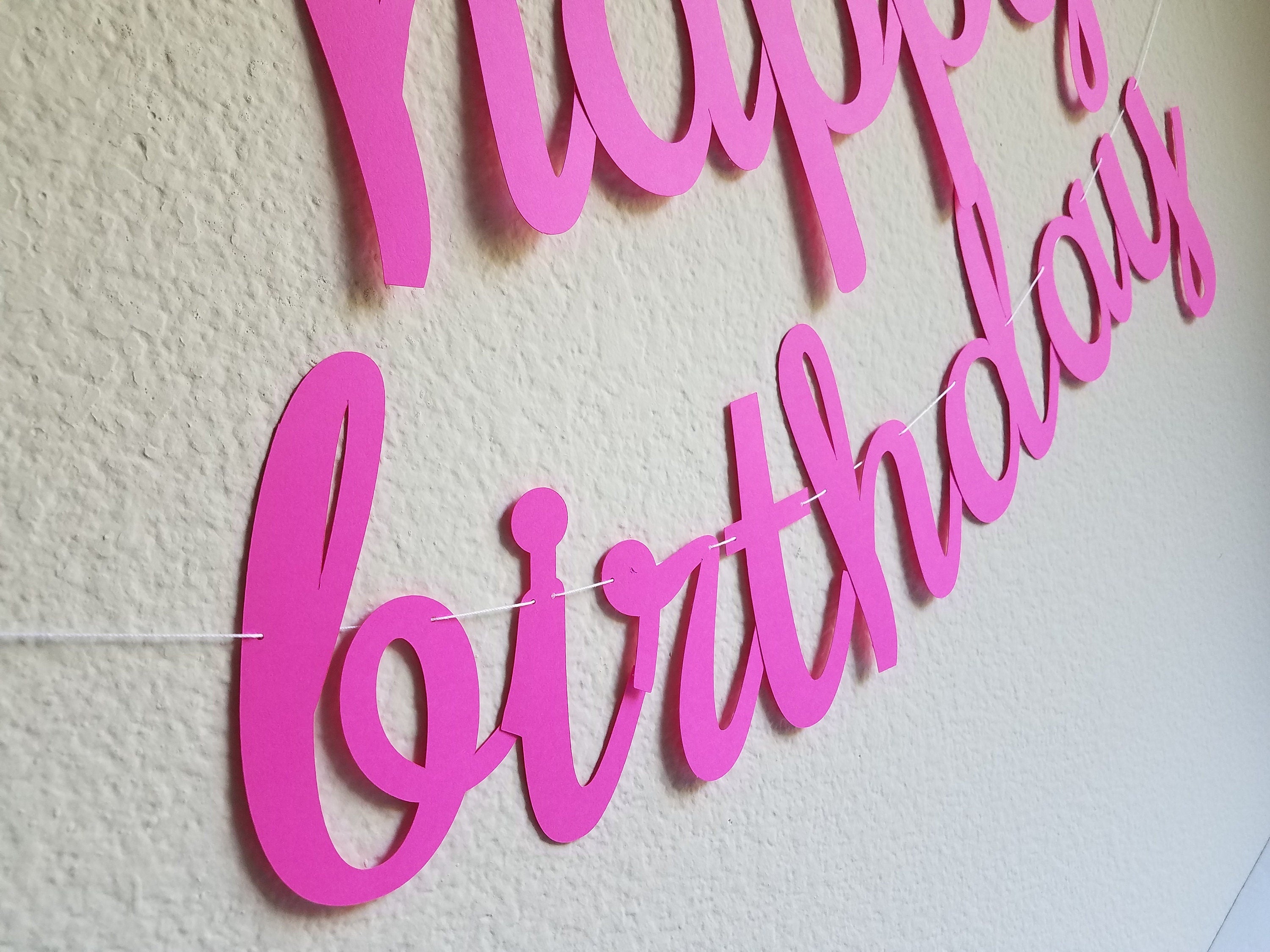 Fuchsia Happy Birthday Banner, Pink Cursive Birthday Banner, Pink Banner, Custom Fuchsia Banner, Hot Pink Birthday Banner, Pink Party Decor