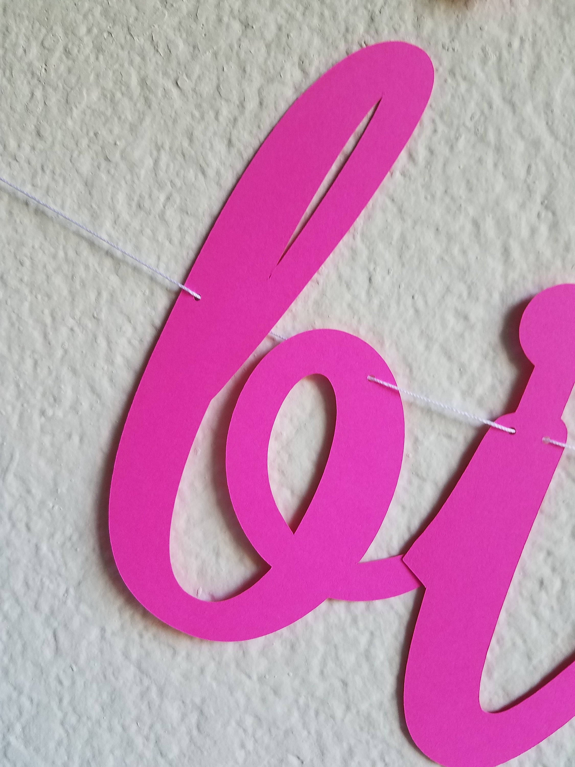 Fuchsia Happy Birthday Banner, Pink Cursive Birthday Banner, Pink Banner, Custom Fuchsia Banner, Hot Pink Birthday Banner, Pink Party Decor