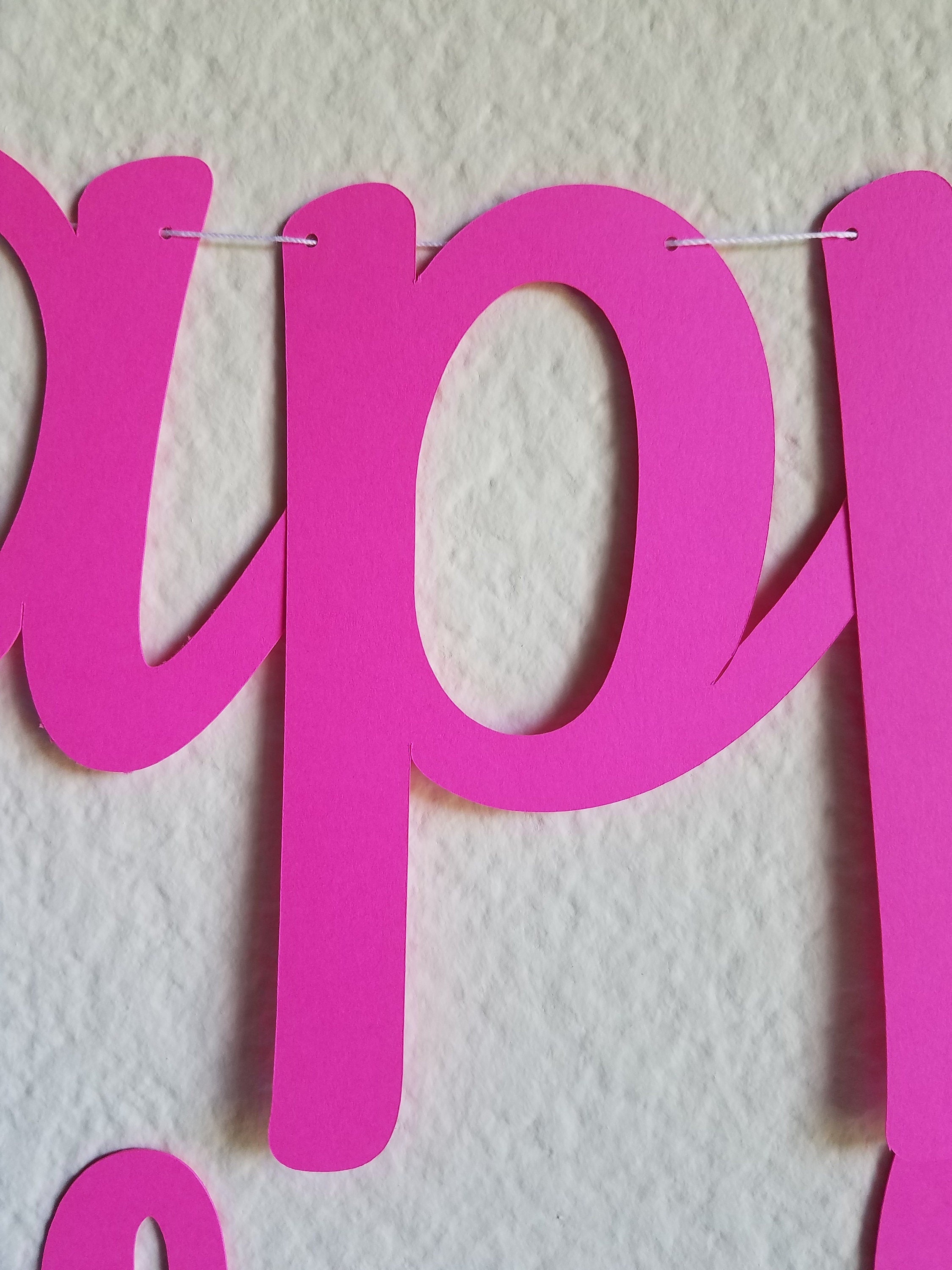 Fuchsia Happy Birthday Banner, Pink Cursive Birthday Banner, Pink Banner, Custom Fuchsia Banner, Hot Pink Birthday Banner, Pink Party Decor