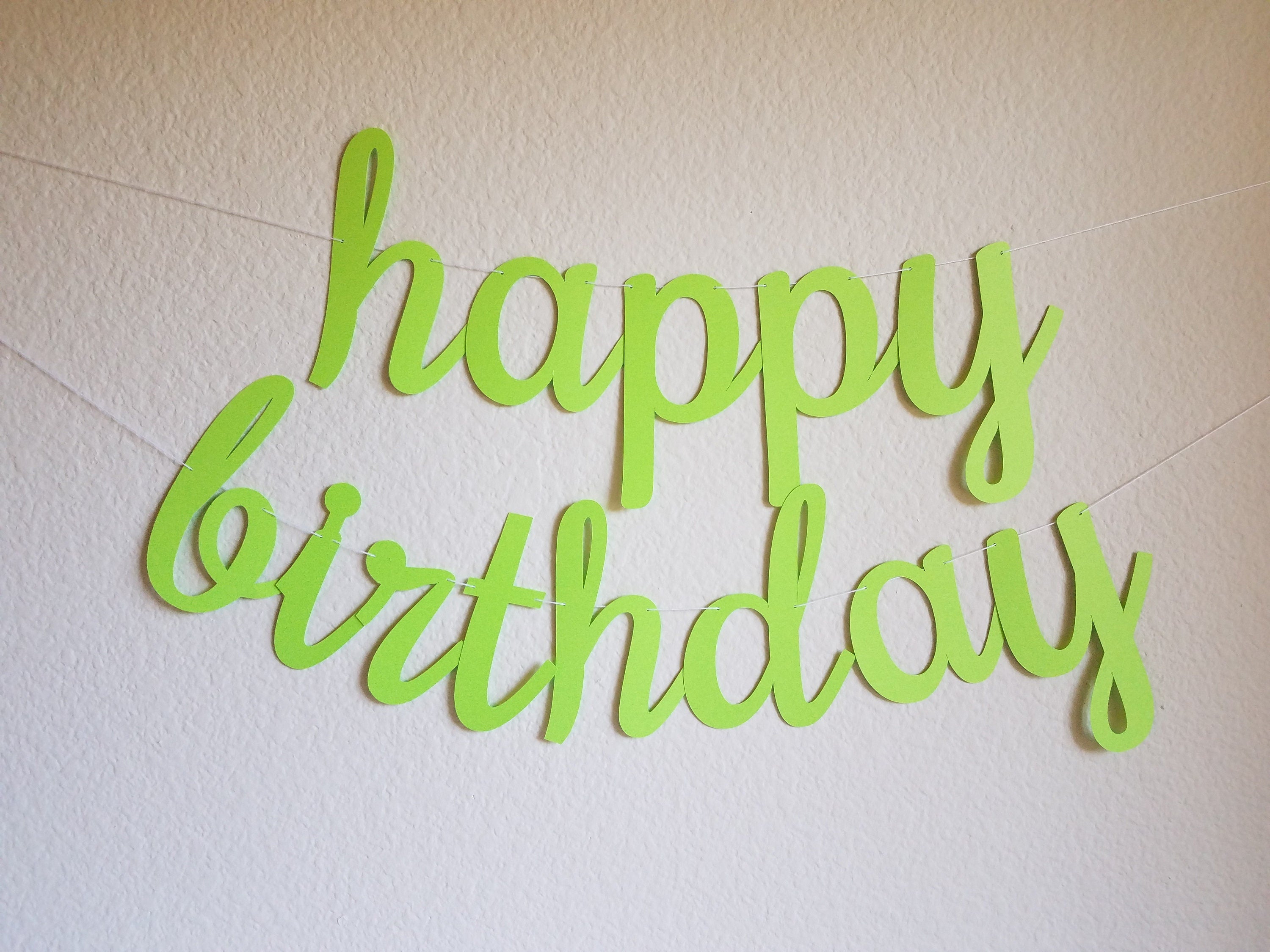 Lime Green Happy Birthday Banner, Lime Green Birthday Banner, Cursive Banner, Lime Green Customize Banner, Lime Green Birthday Banner