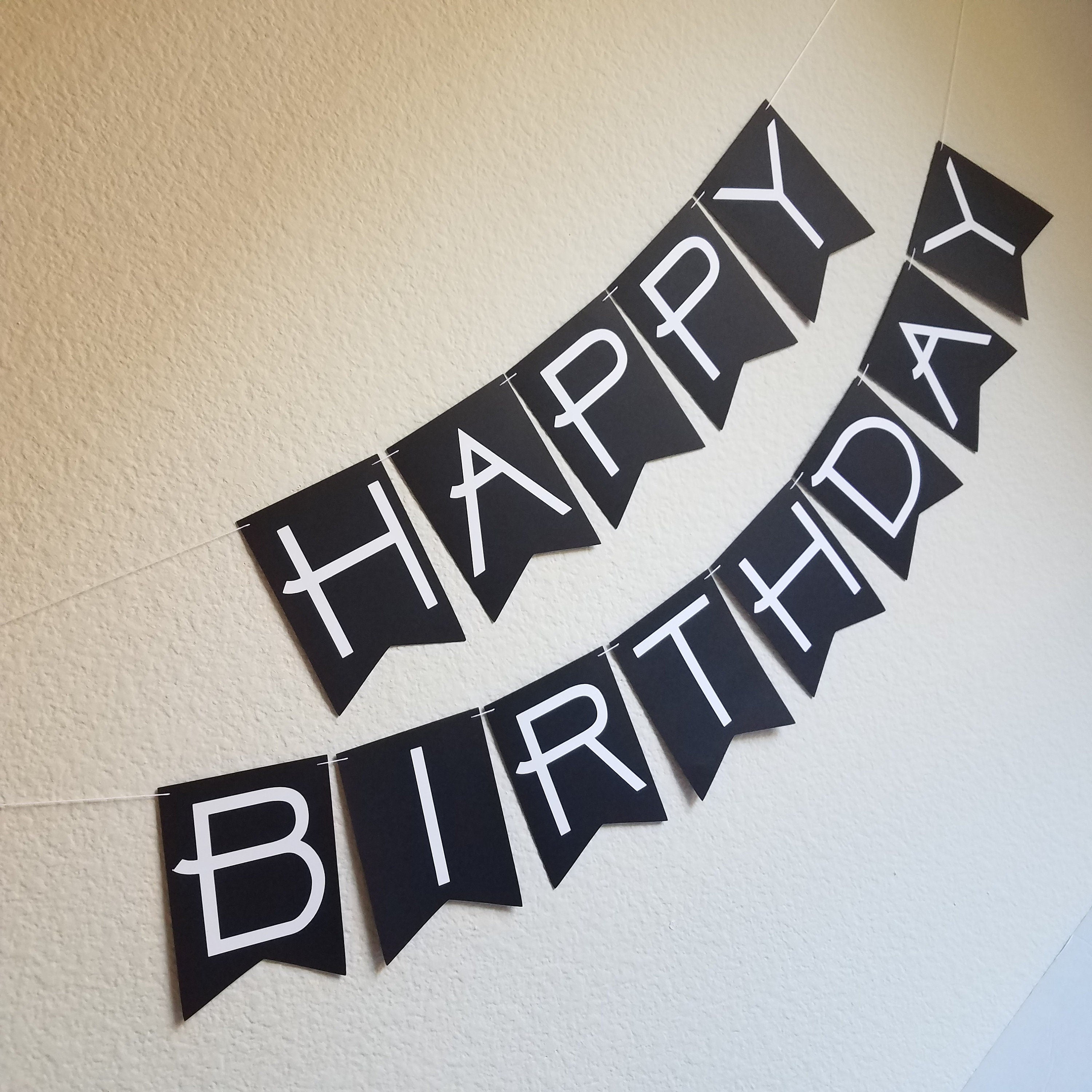 Black and White Happy Birthday Banner, Black and White Birthday, Black and White Banner, Modern Birthday Banner, Black and White Party
