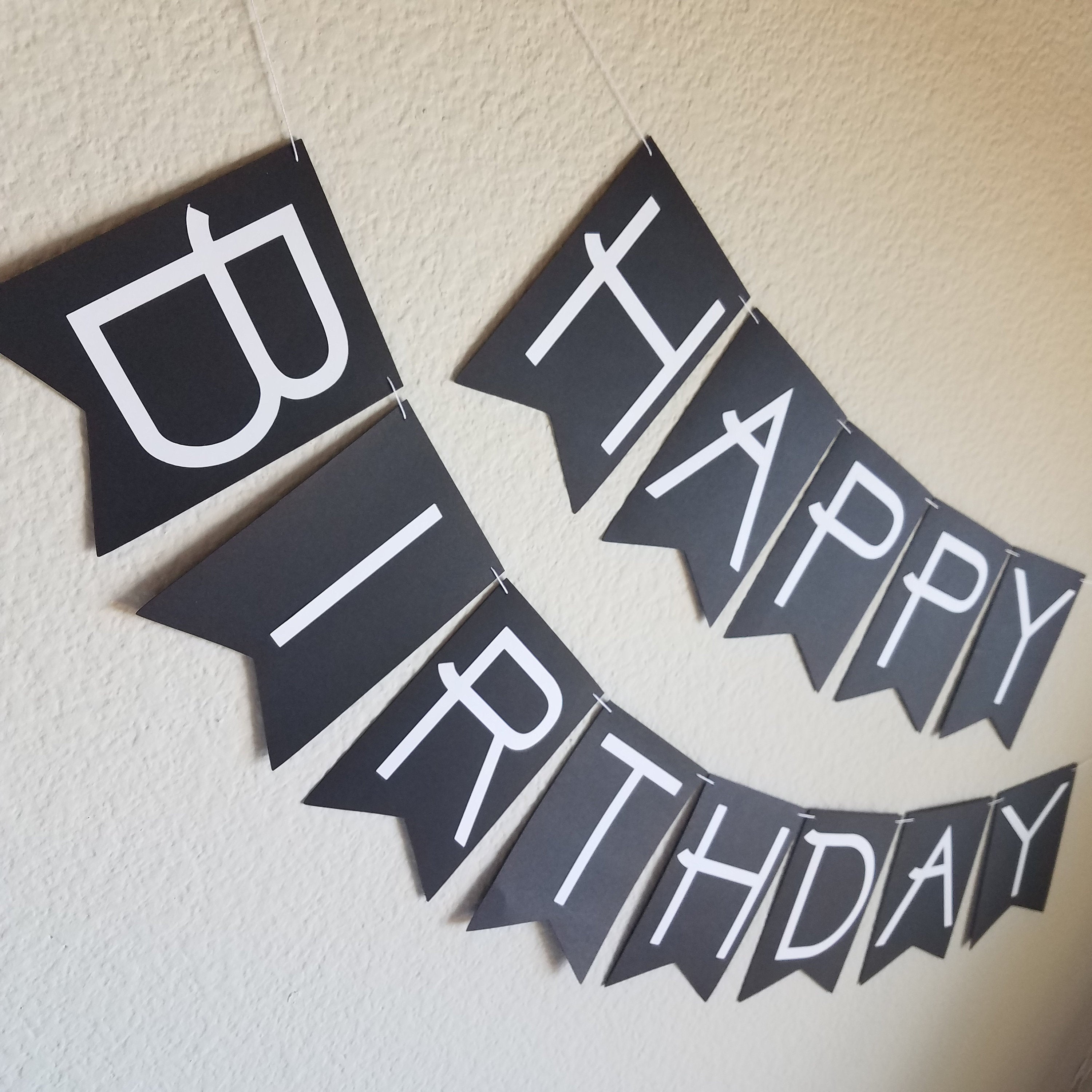 Black and White Happy Birthday Banner, Black and White Birthday, Black and White Banner, Modern Birthday Banner, Black and White Party