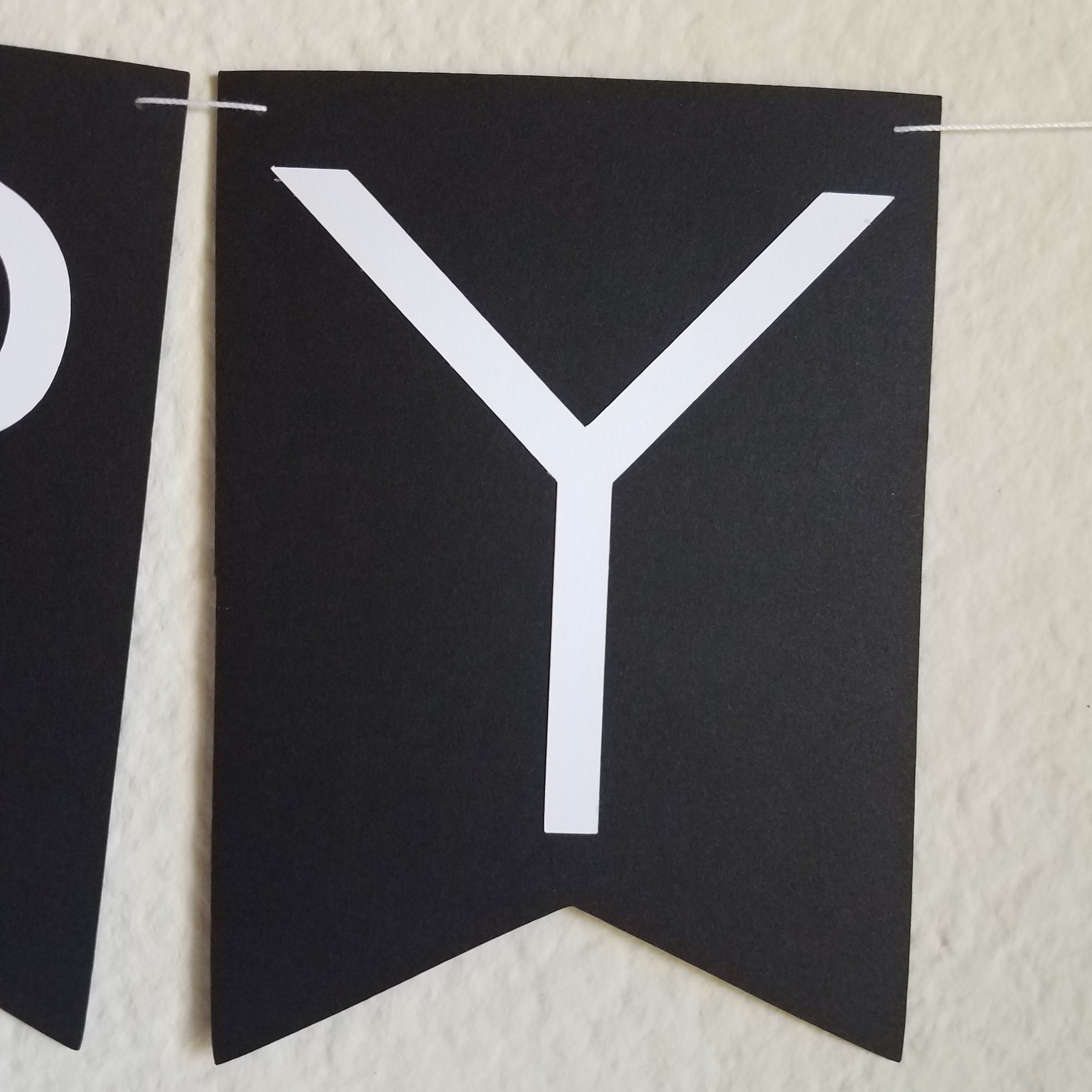 Black and White Happy Birthday Banner, Black and White Birthday, Black and White Banner, Modern Birthday Banner, Black and White Party