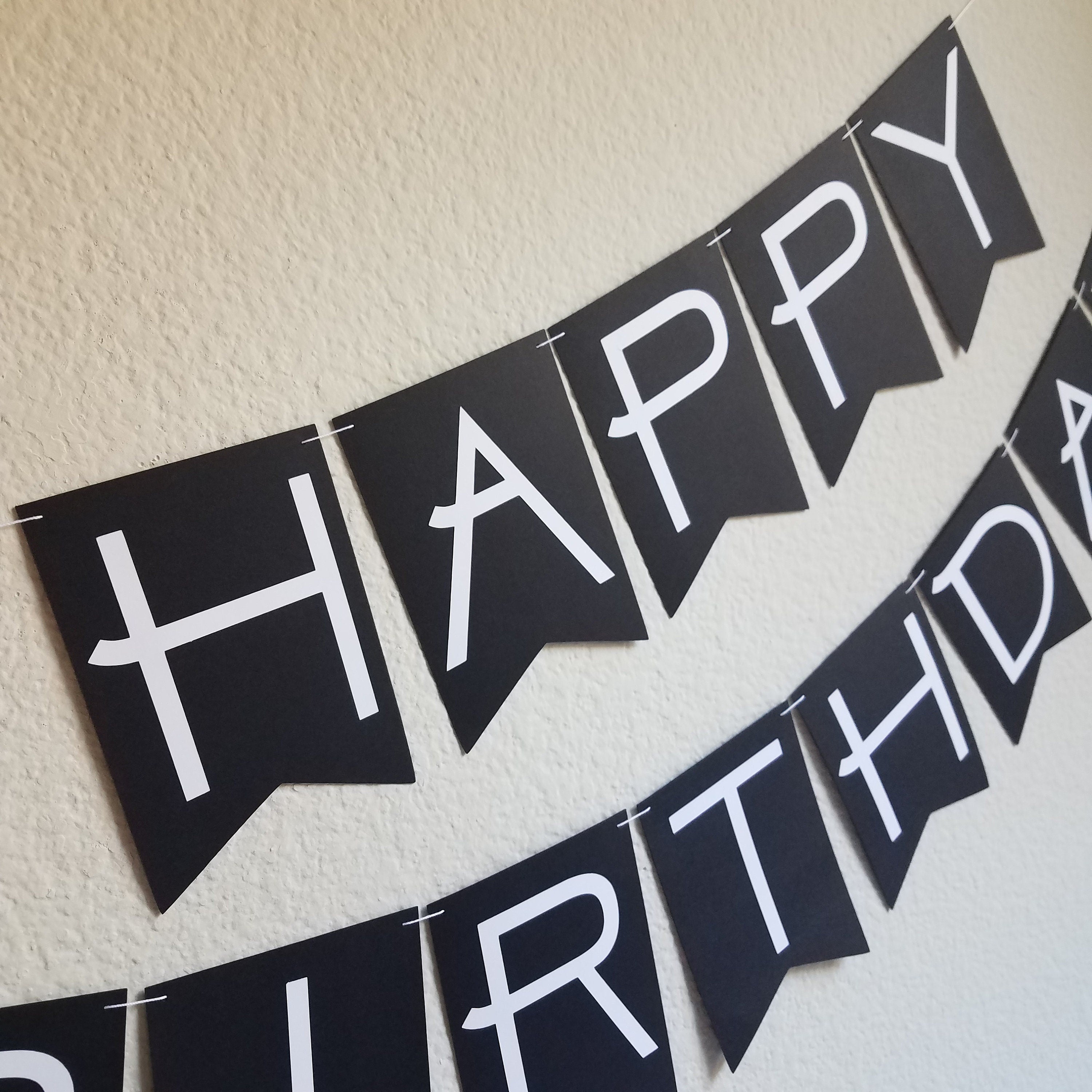 Black and White Happy Birthday Banner, Black and White Birthday, Black and White Banner, Modern Birthday Banner, Black and White Party