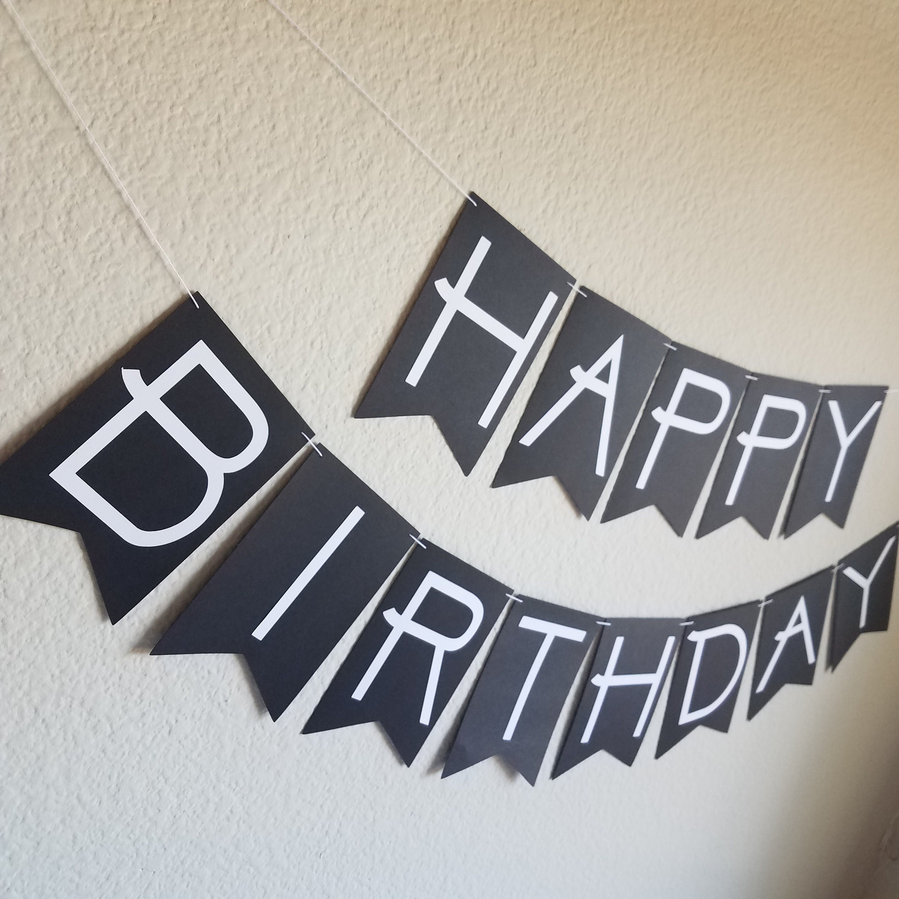 Black and White Happy Birthday Banner, Black and White Birthday, Black and White Banner, Modern Birthday Banner, Black and White Party