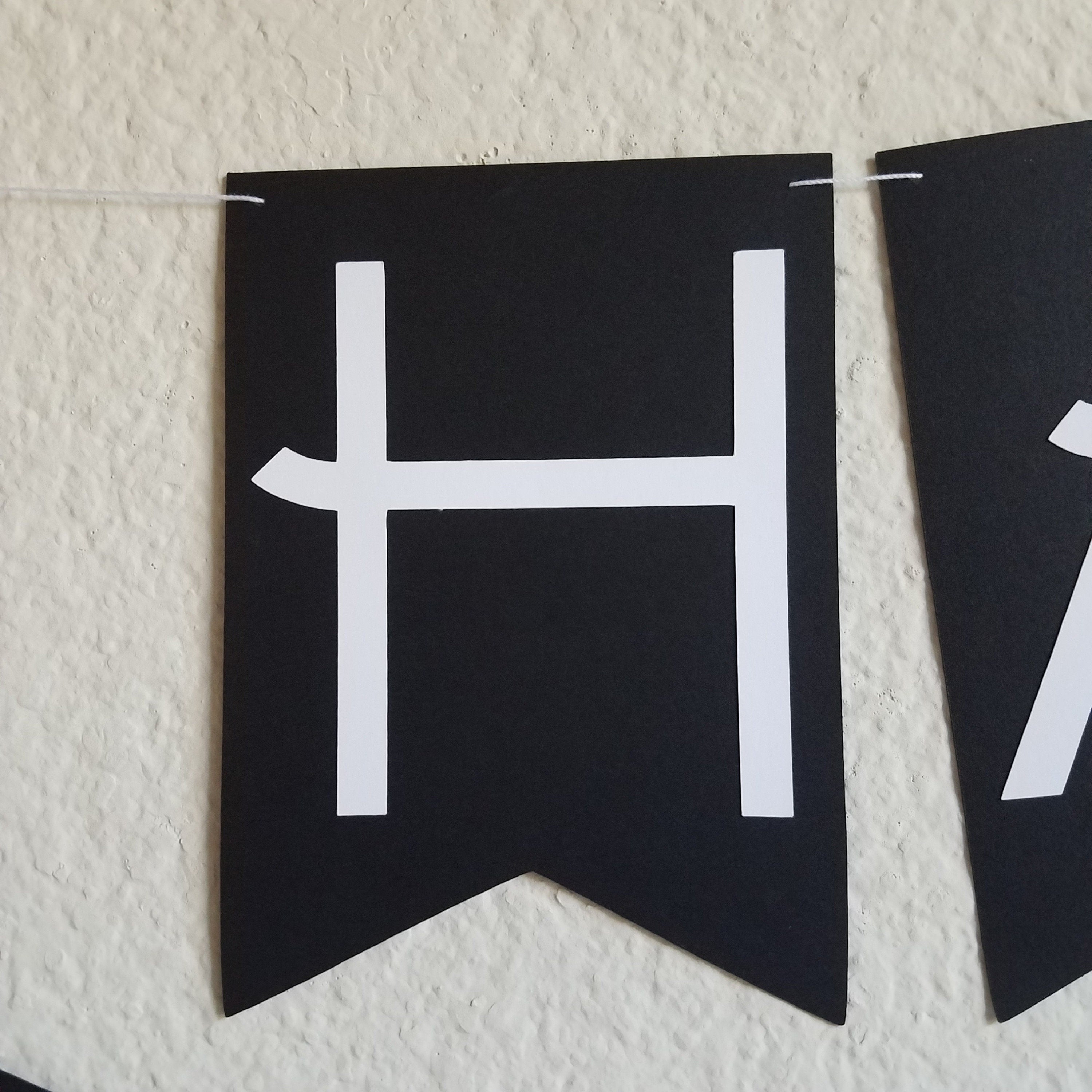 Black and White Happy Birthday Banner, Black and White Birthday, Black and White Banner, Modern Birthday Banner, Black and White Party