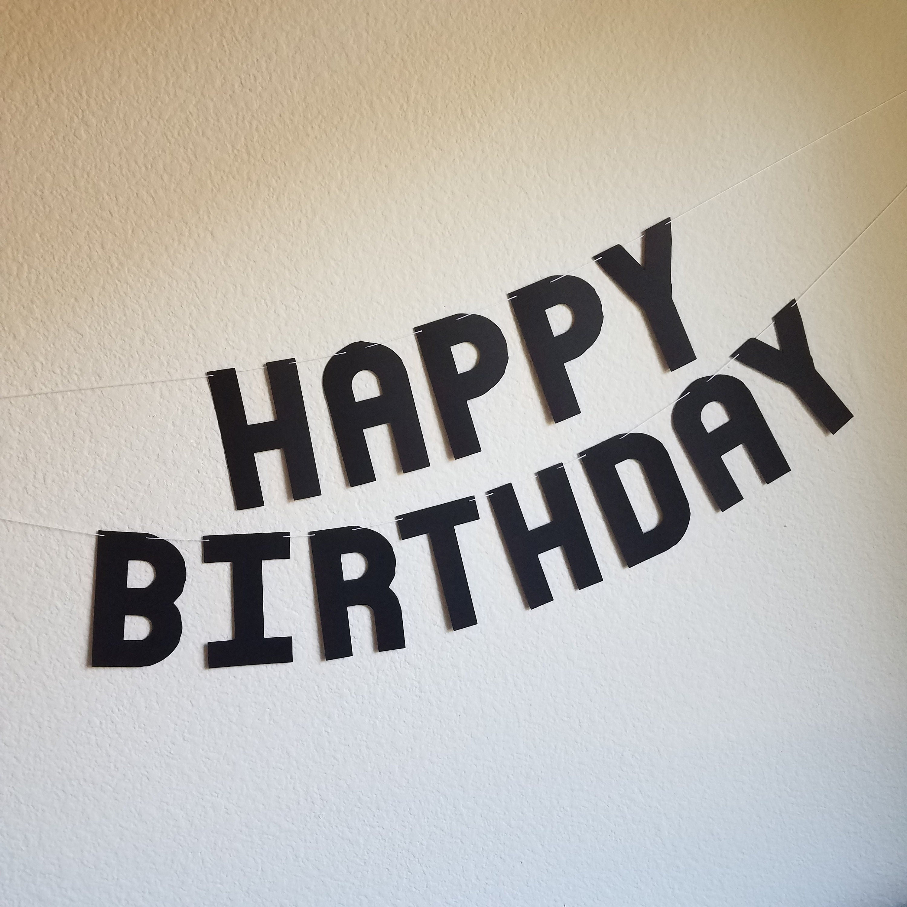 Black Happy Birthday Banner, Black Birthday Banner, Black Banner, Custom Black Banner, Cheap Birthday Banner, Black Party Decoration