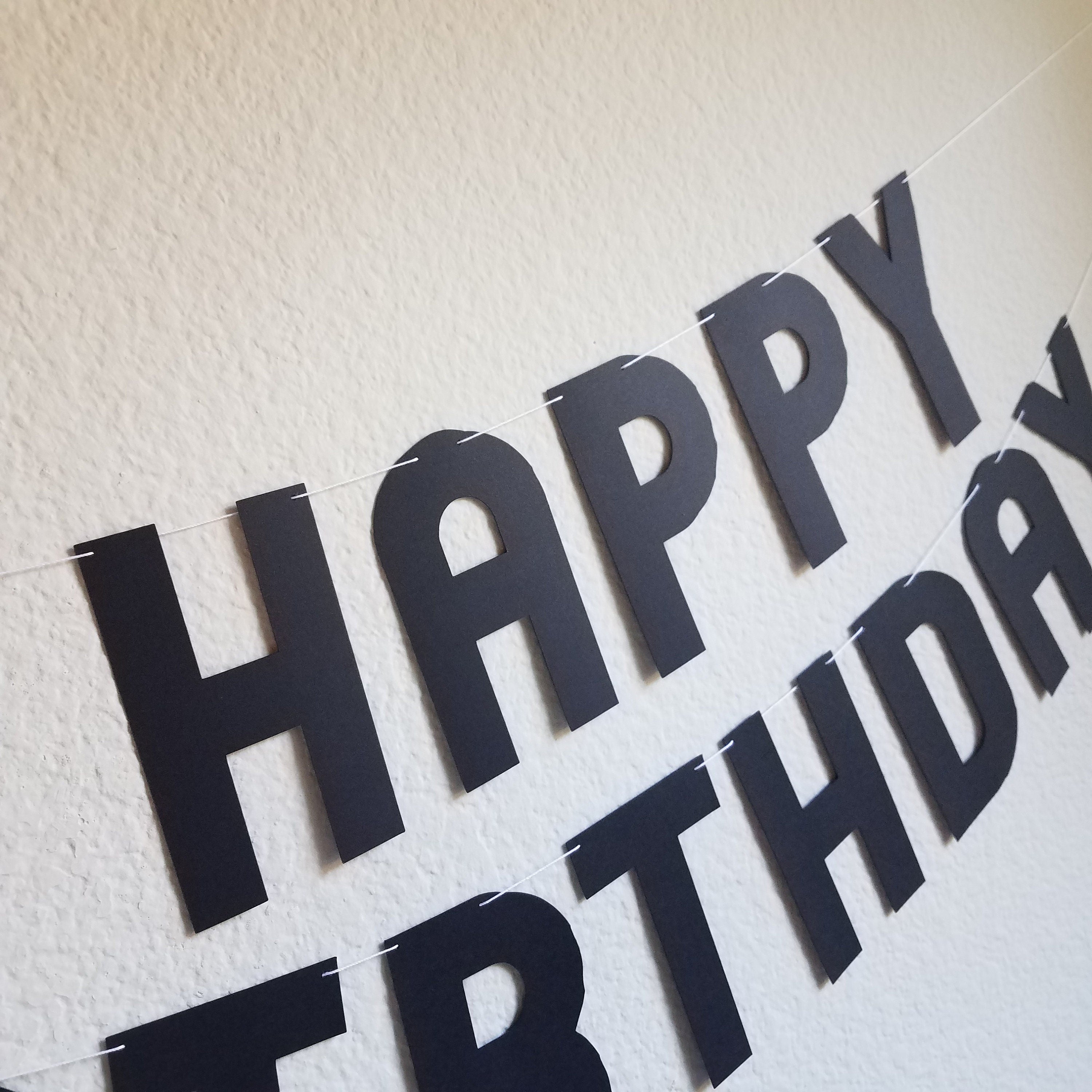 Black Happy Birthday Banner, Black Birthday Banner, Black Banner, Custom Black Banner, Cheap Birthday Banner, Black Party Decoration