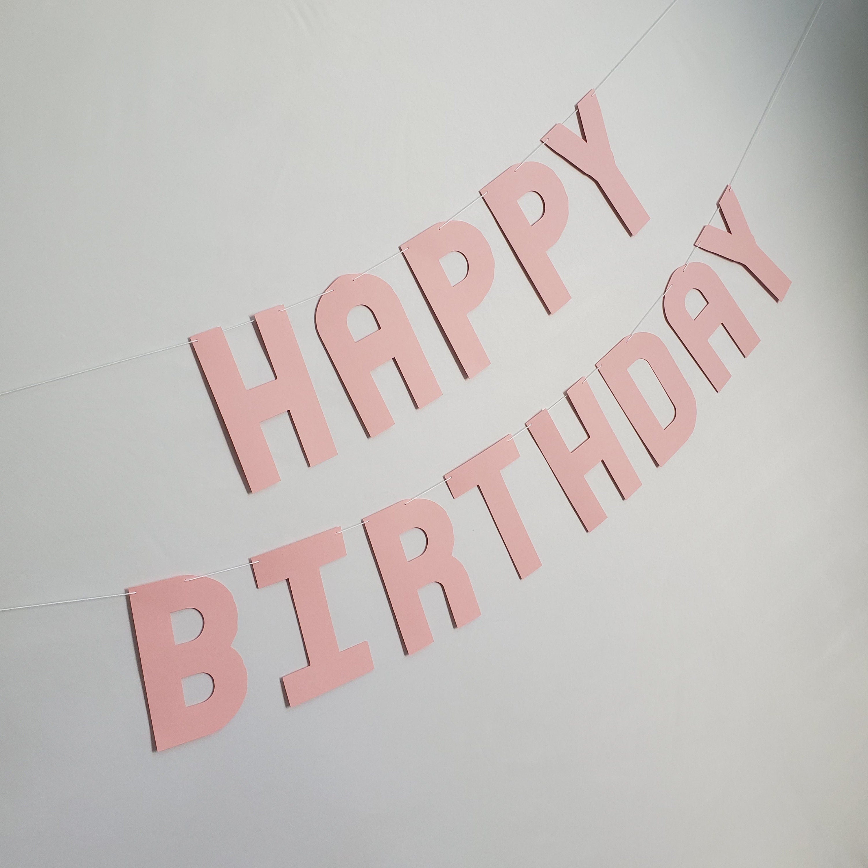 Light Pink Happy Birthday Banner, Light Pink Birthday Banner, Baby Pink Banner, Custom Light Pink Banner, Light Pink Party Decorations