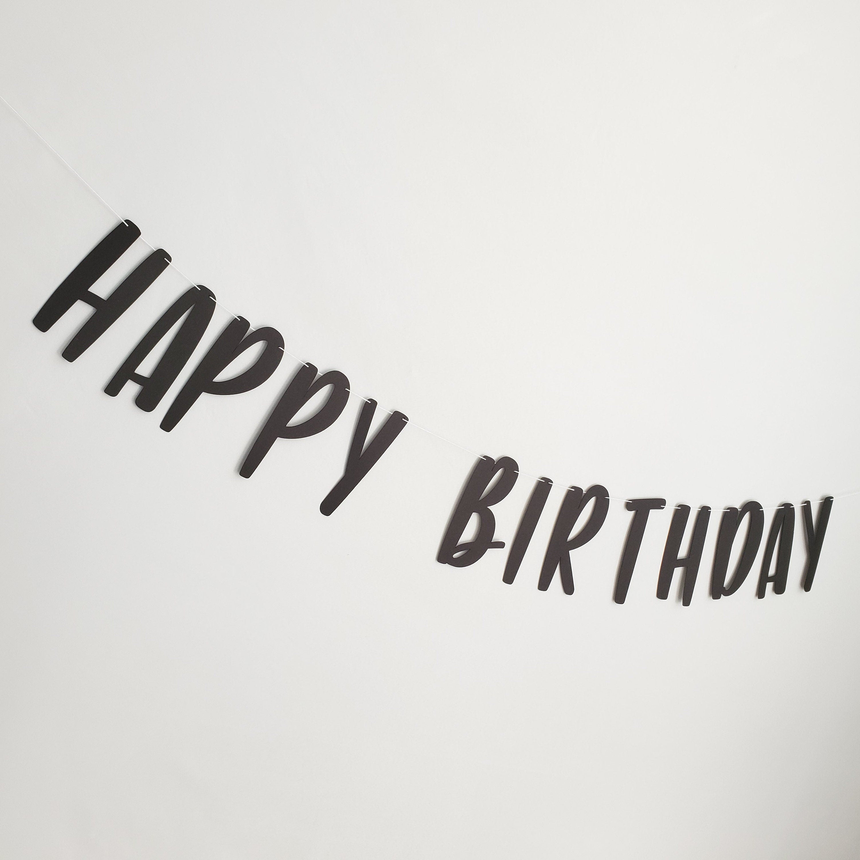 Black Happy Birthday Banner, Black Birthday Banner, Black Banner, Custom Black Banner, Cheap Birthday Banner, Black Party Decoration