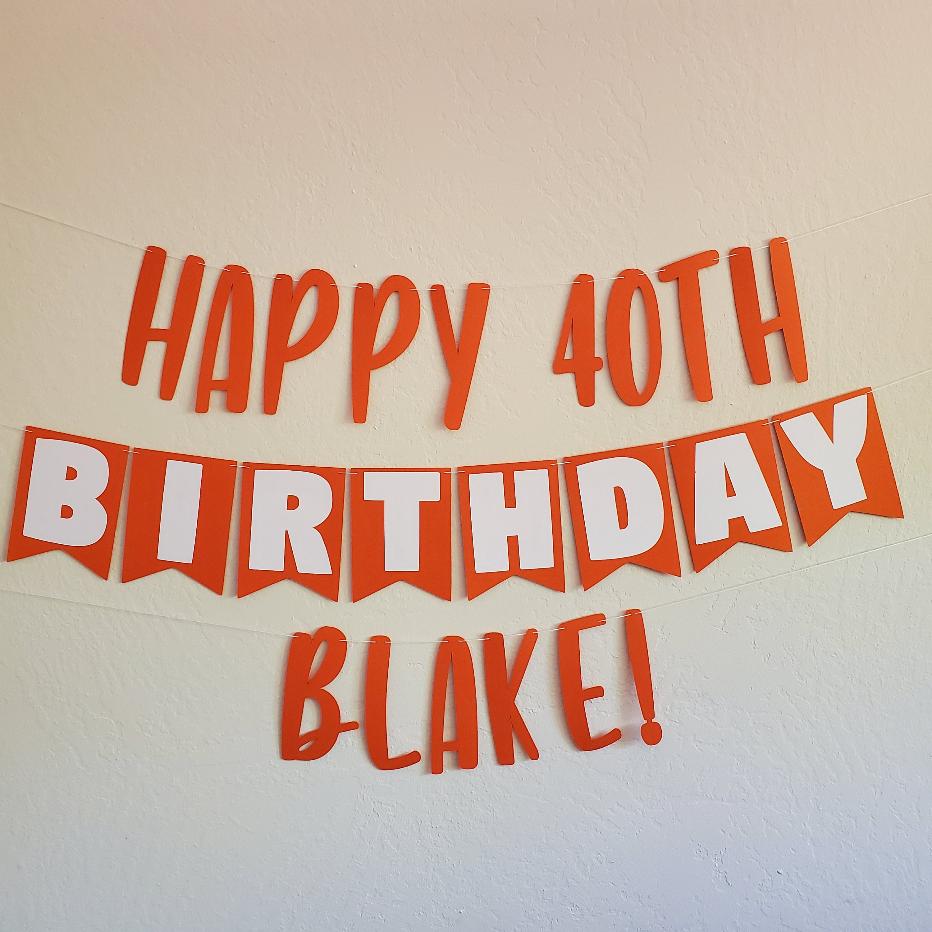 Custom Birthday Banner, Orange Birthday Banner, Orange and White Birthday Banner, Orange and White, 40th Birthday Banner