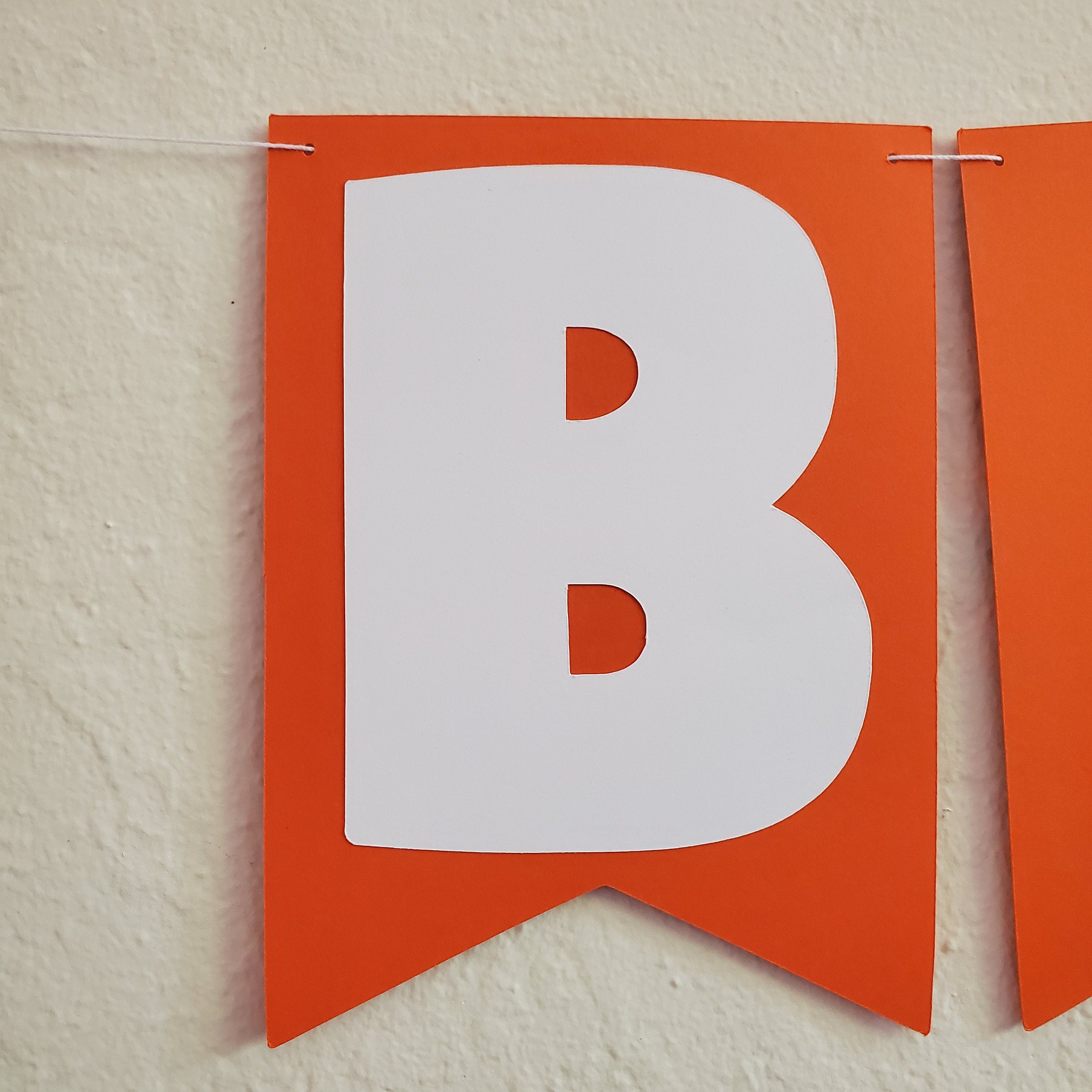 Custom Birthday Banner, Orange Birthday Banner, Orange and White Birthday Banner, Orange and White, 40th Birthday Banner