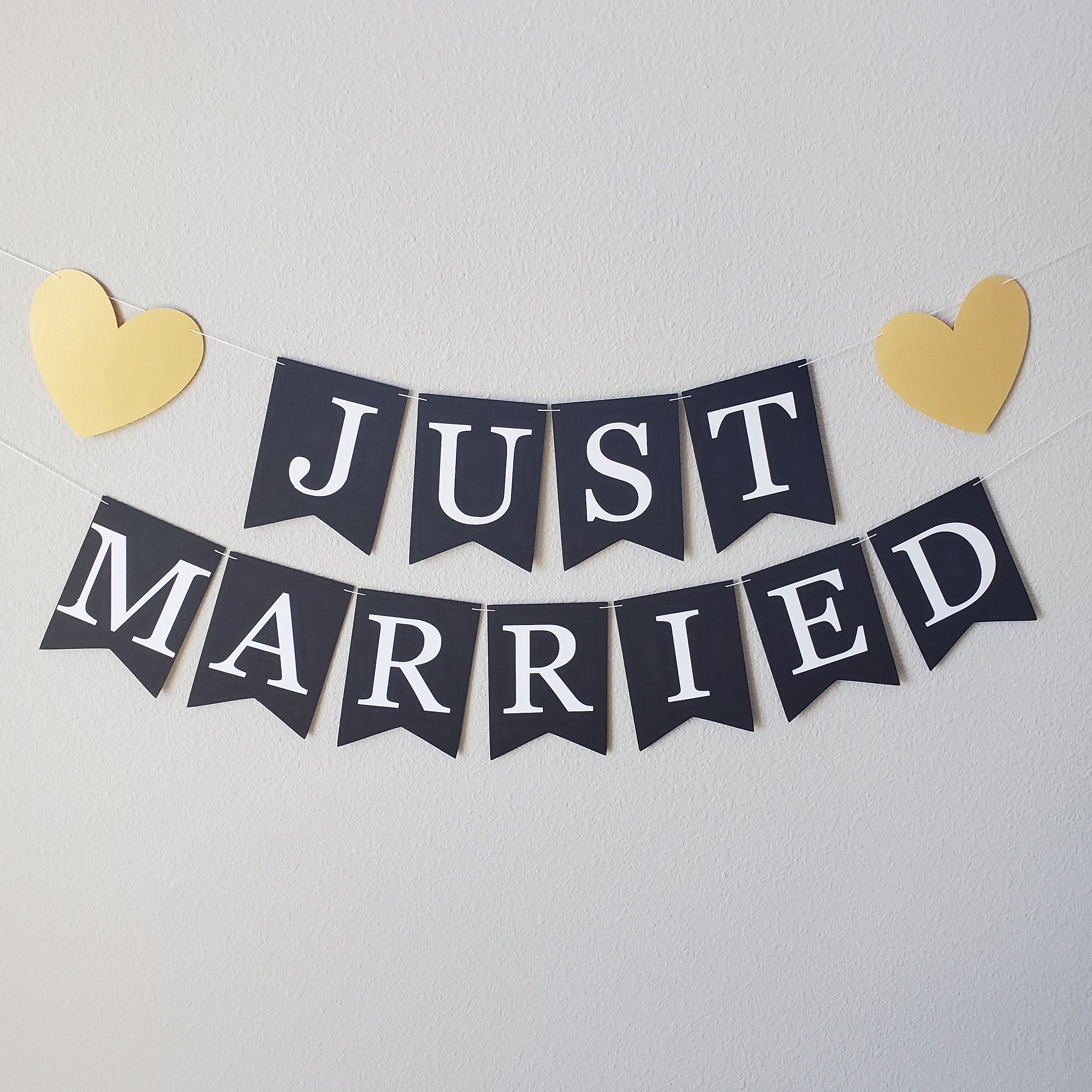 Just Married, Just Married Banner, Custom Wedding Banner, Anniversary Banner, Heart Banner, Custom Just Married Banner