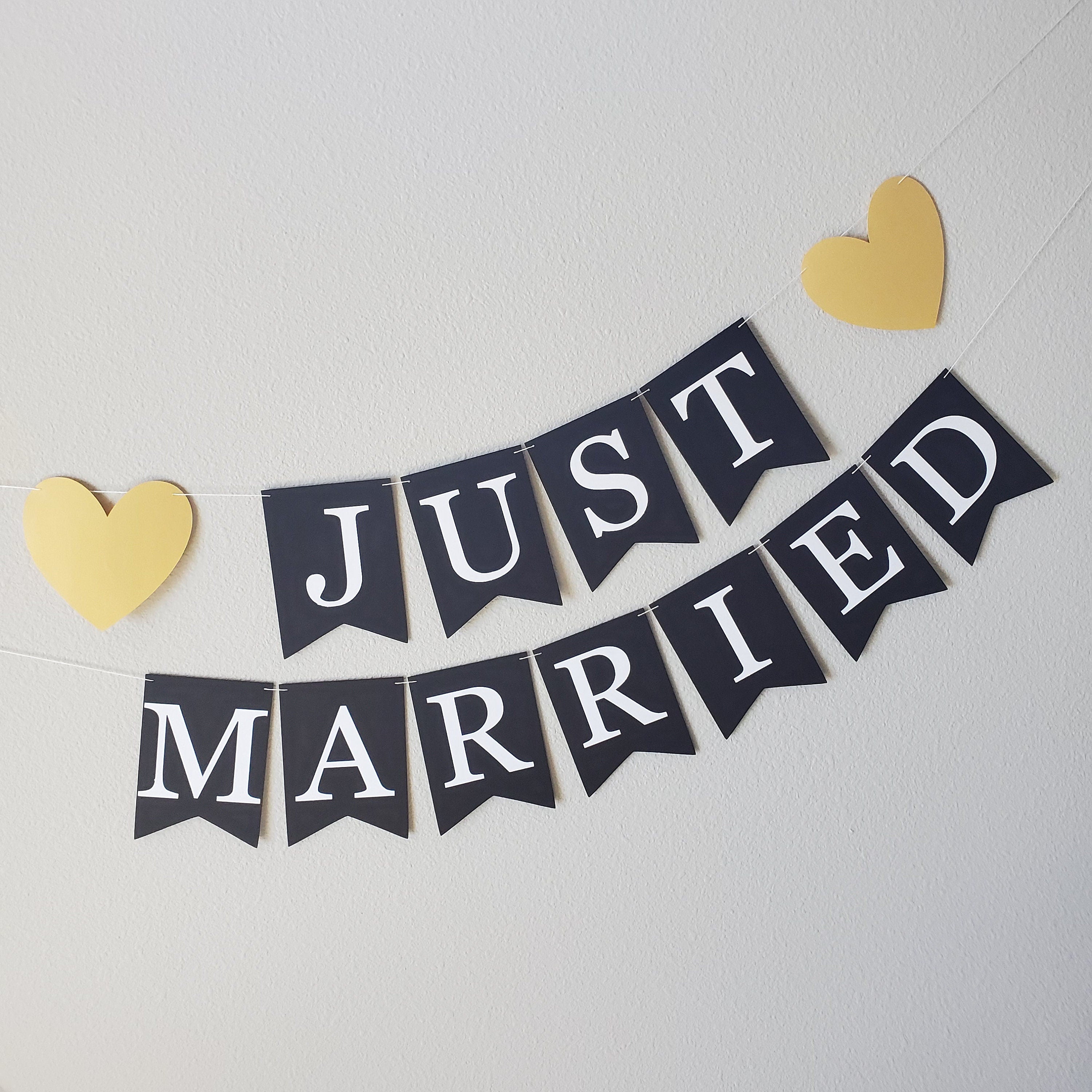 Just Married, Just Married Banner, Custom Wedding Banner, Anniversary Banner, Heart Banner, Custom Just Married Banner