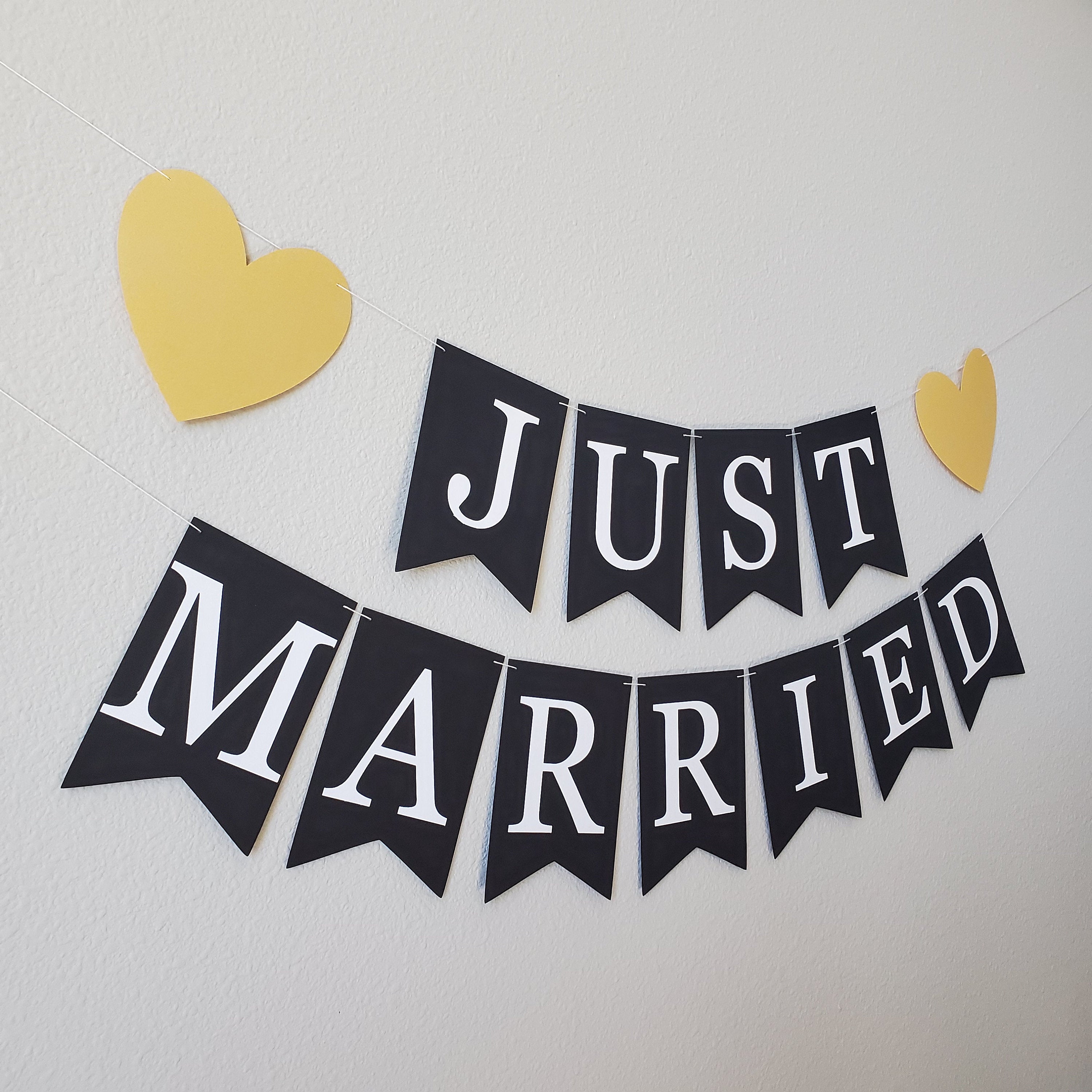 Just Married, Just Married Banner, Custom Wedding Banner, Anniversary Banner, Heart Banner, Custom Just Married Banner