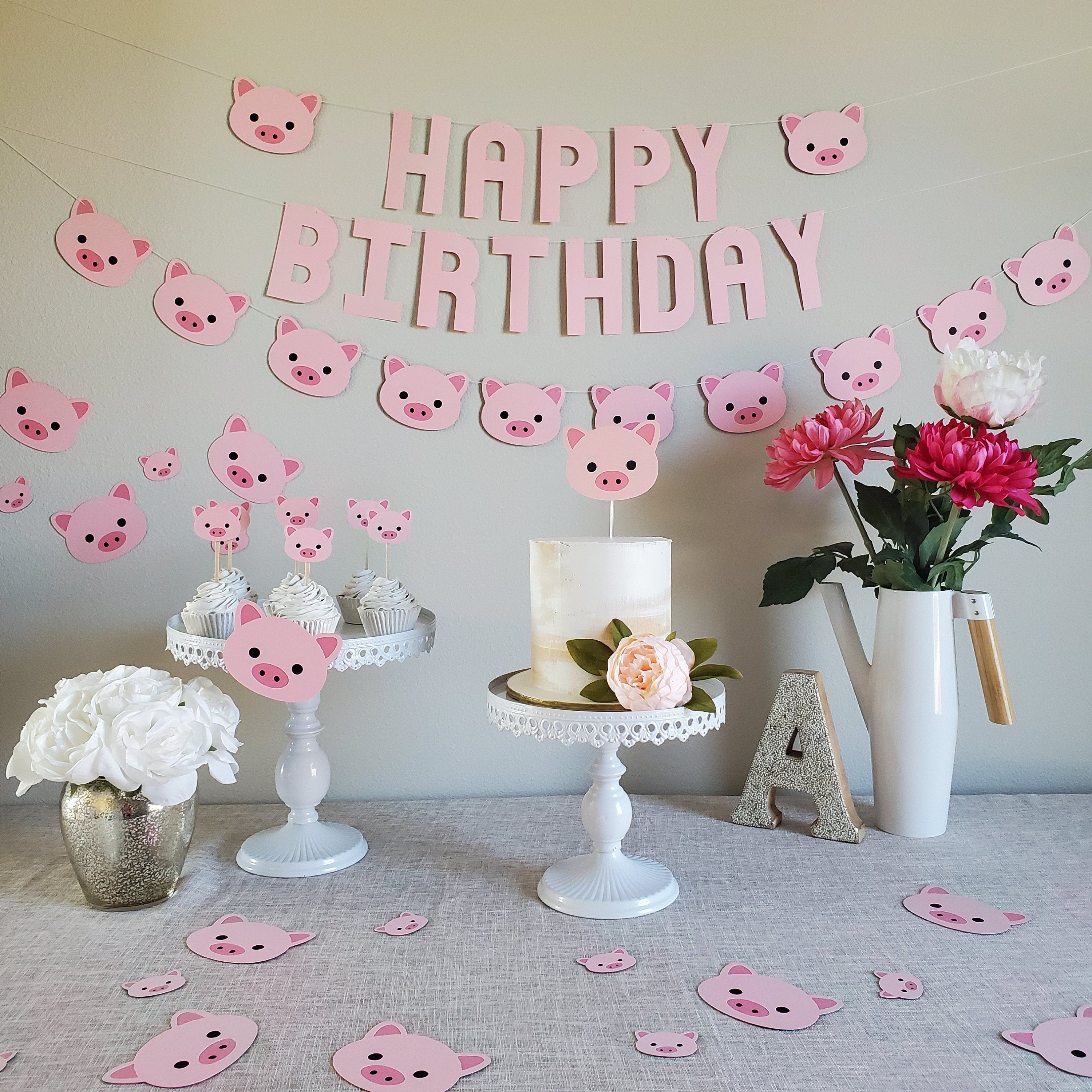 Pig Garland, Pig Banner, Pig Decor, Cute Pig Decorations, Babies Room Pigs, Pigs Birthday Party Decorations, Pig Baby Room Decorations