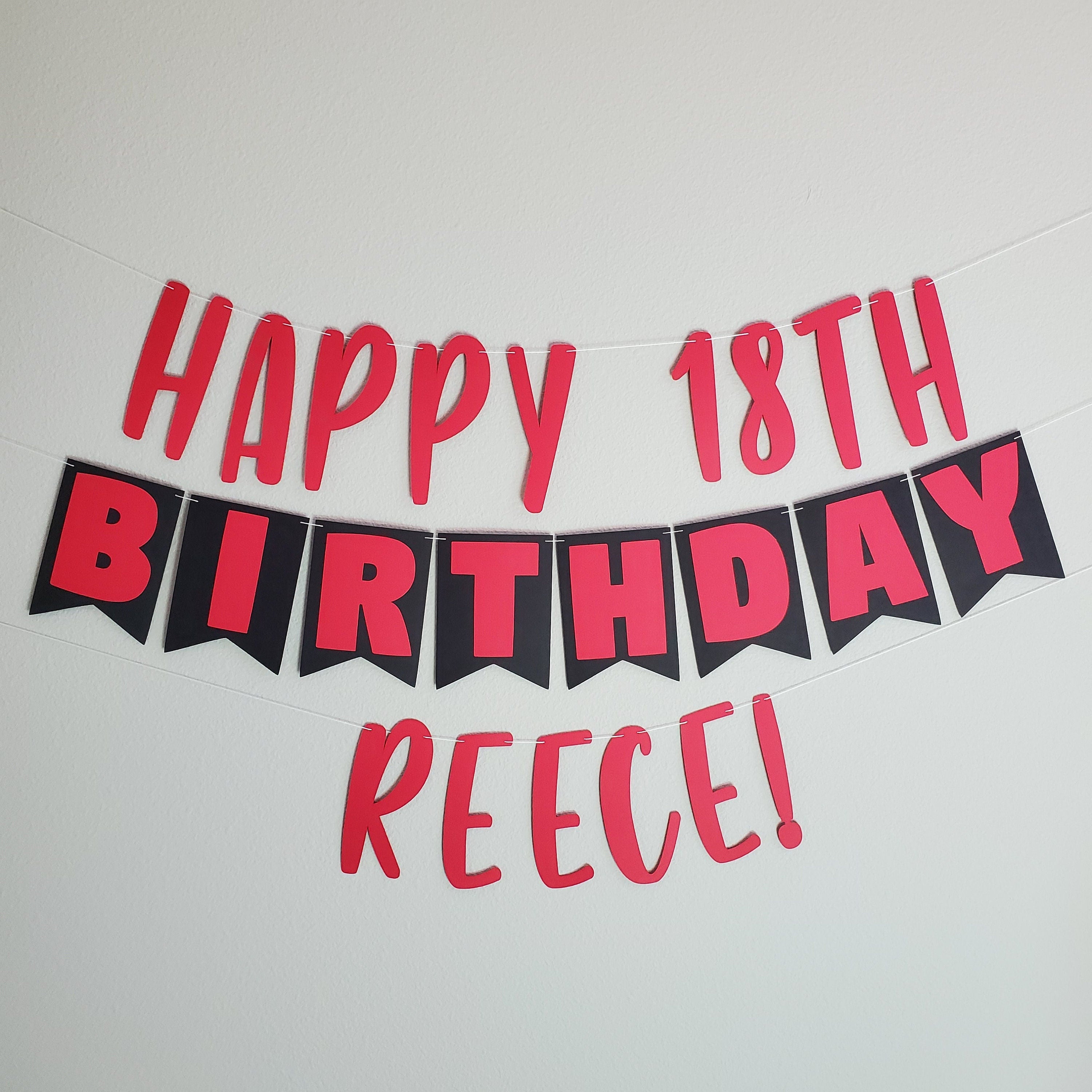 Custom Birthday Banner, Red Birthday Banner, Red and Black Birthday Banner, Black and Red, 18th Birthday Banner