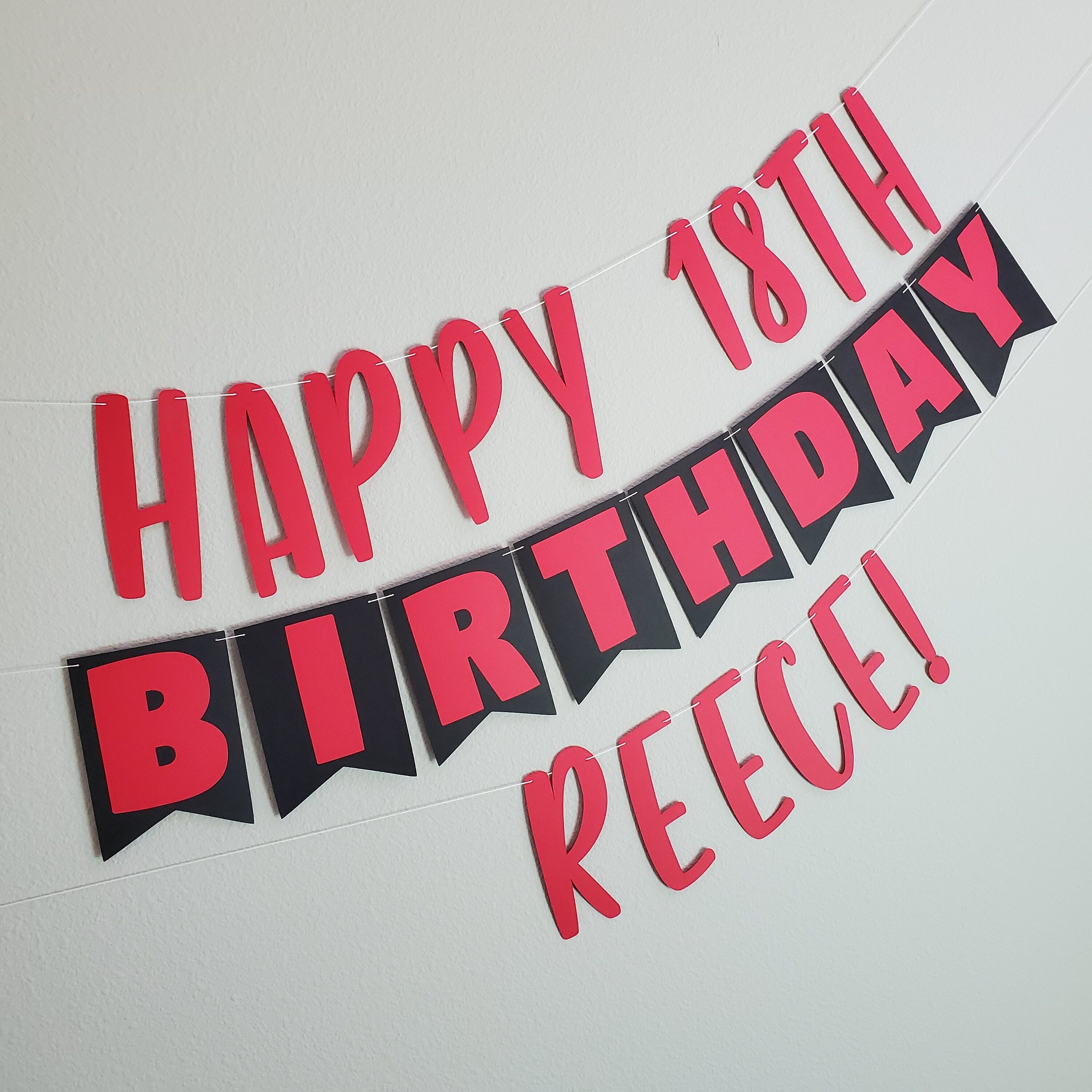 Custom Birthday Banner, Red Birthday Banner, Red and Black Birthday Banner, Black and Red, 18th Birthday Banner