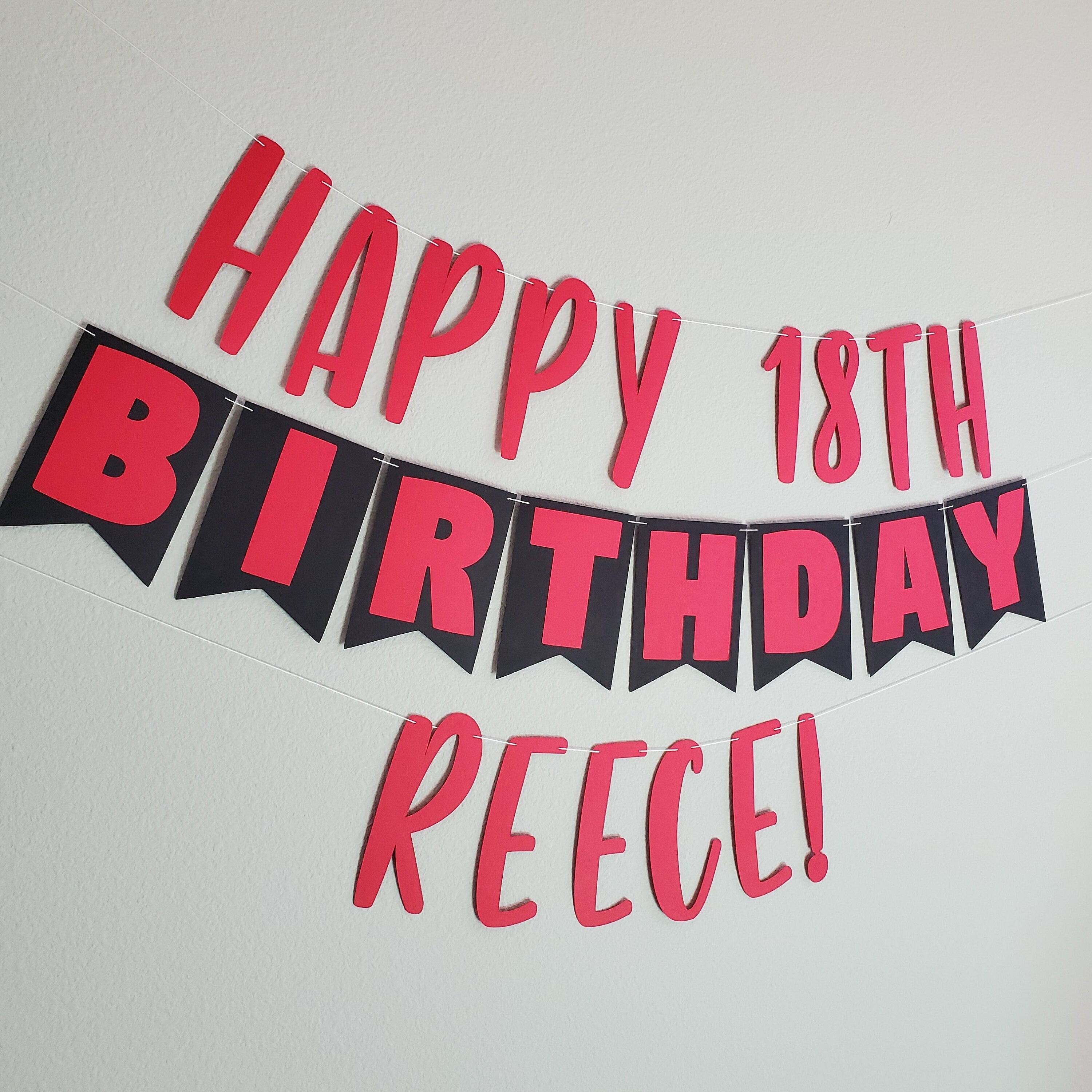 Custom Birthday Banner, Red Birthday Banner, Red and Black Birthday Banner, Black and Red, 18th Birthday Banner