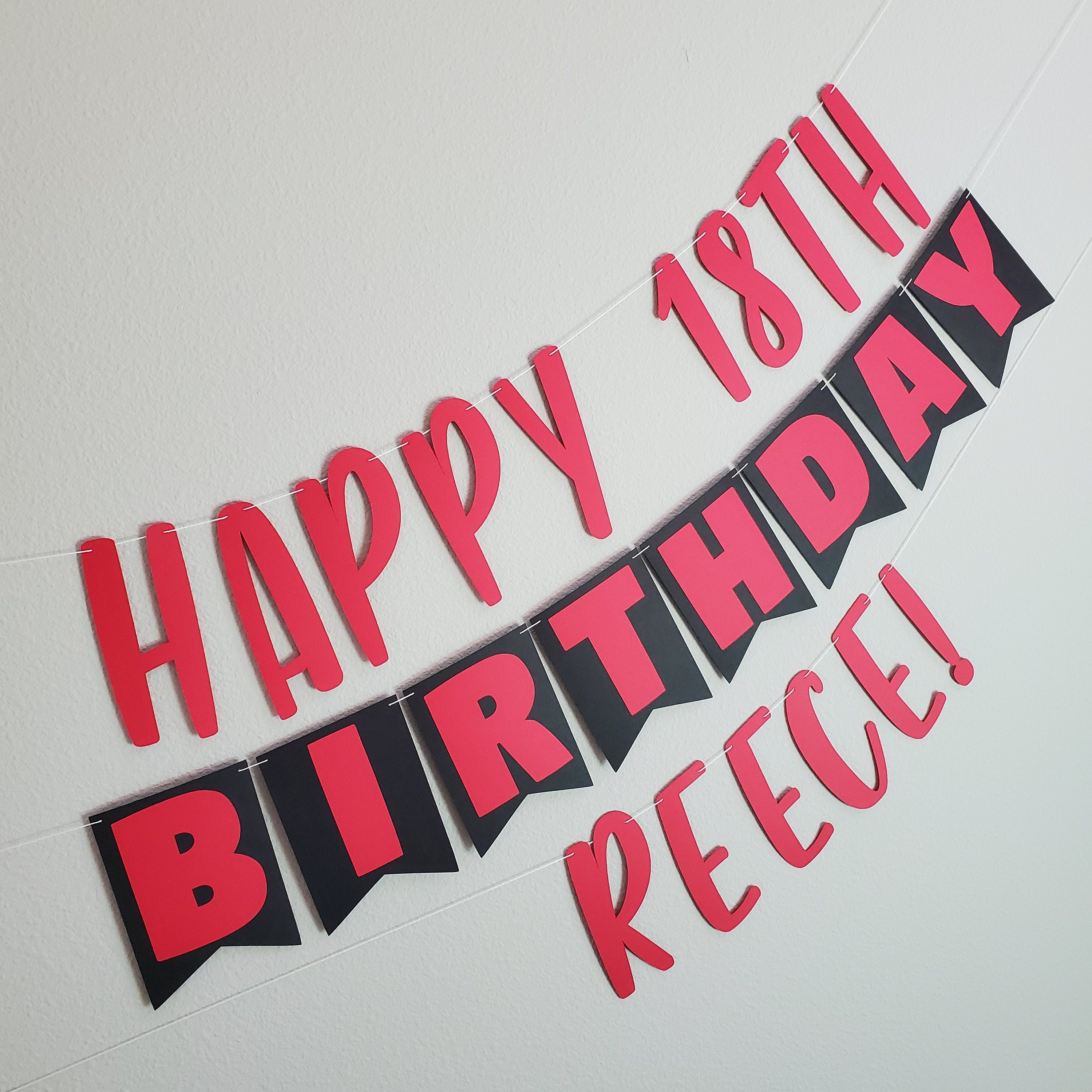 Custom Birthday Banner, Red Birthday Banner, Red and Black Birthday Banner, Black and Red, 18th Birthday Banner