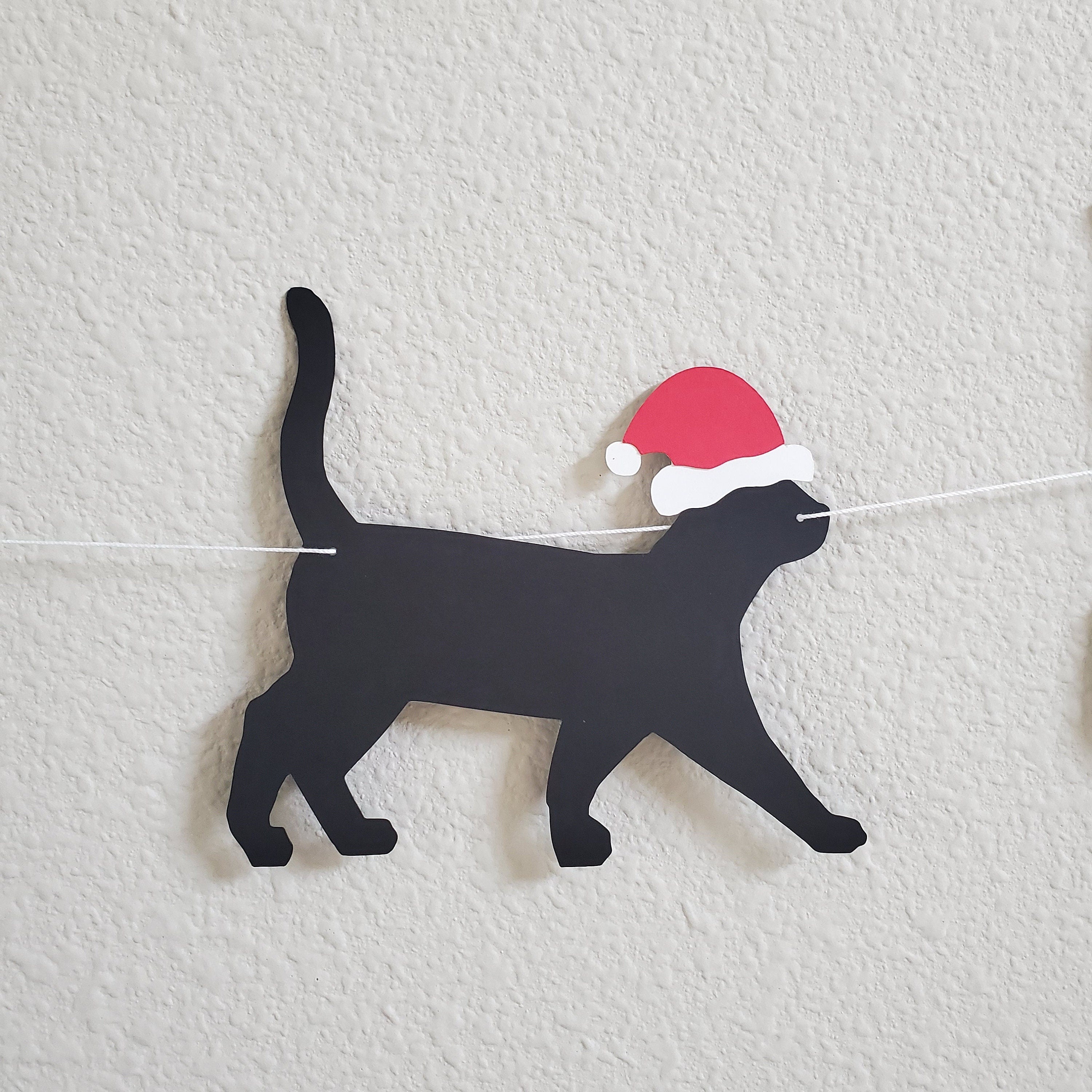 Meowy Christmas, Cat Christmas, Meowy Christmas Banner, Christmas Cat Banner, Cat Christmas Banner, Cat with Santa Hat
