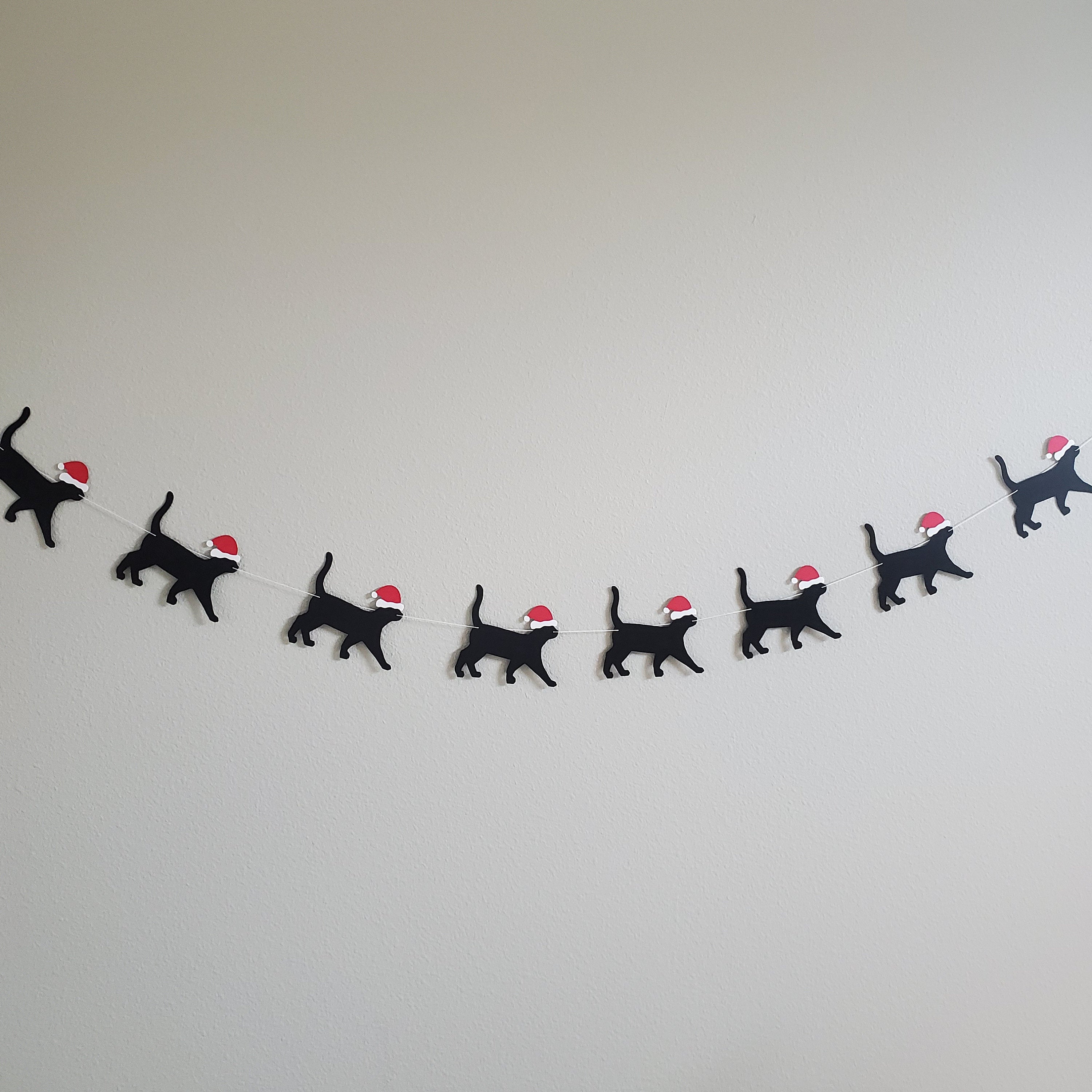 Meowy Christmas, Cat Christmas, Meowy Christmas Banner, Christmas Cat Banner, Cat Christmas Banner, Cat with Santa Hat