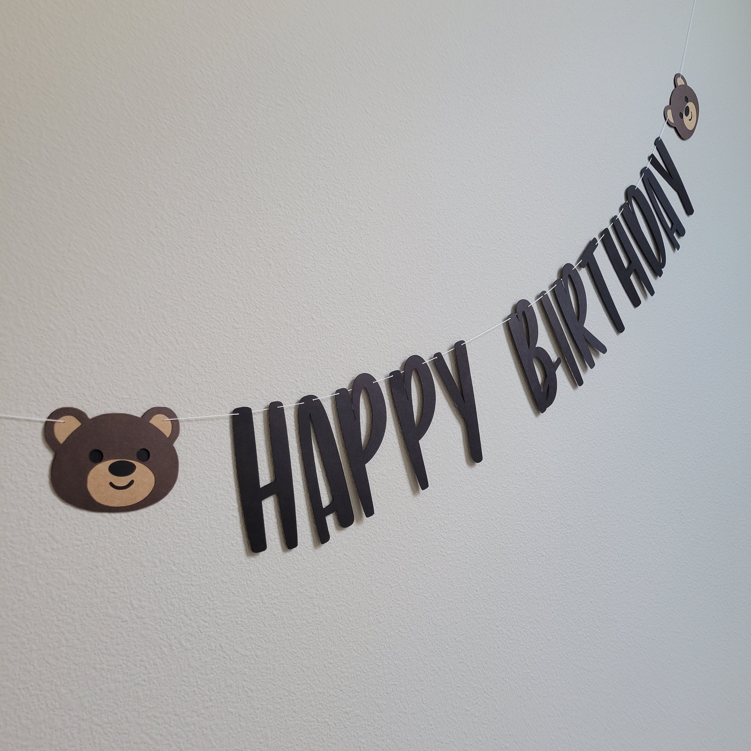 Bear Happy Birthday Banner, Bear Birthday Decorations, Bear Birthday Banner, Bear Party Decorations, Bear Garland
