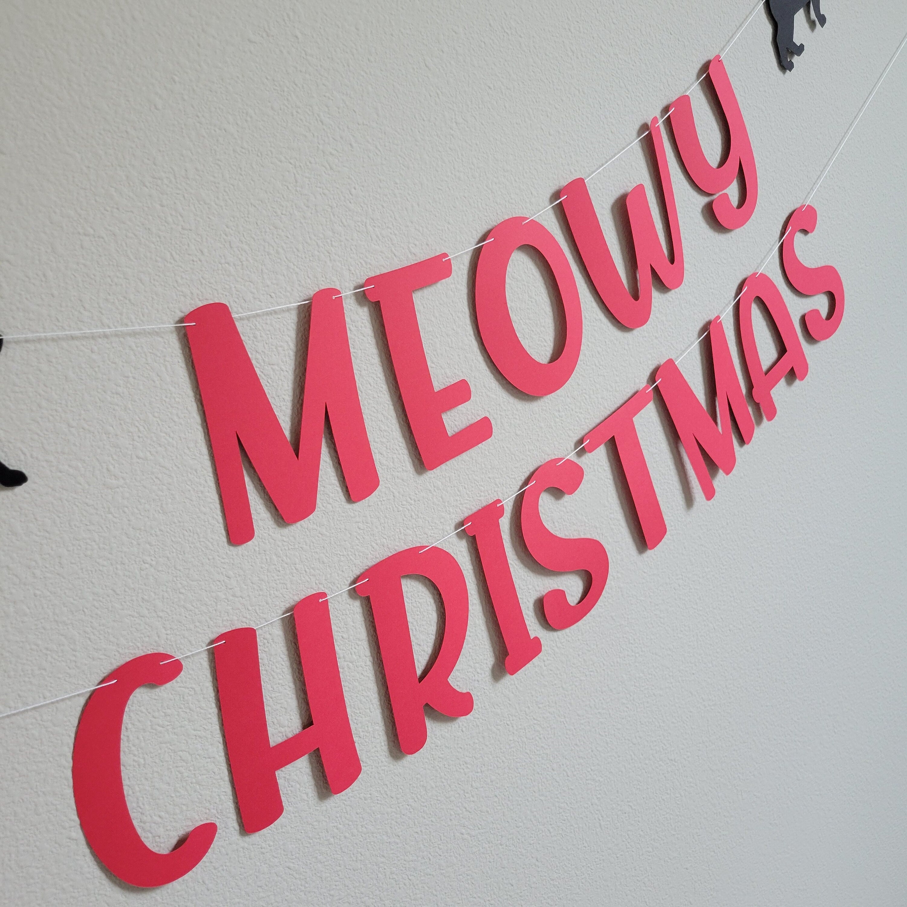 Meowy Christmas, Cat Christmas, Meowy Christmas Banner, Christmas Cat Banner, Cat Christmas Banner, Cat with Santa Hat
