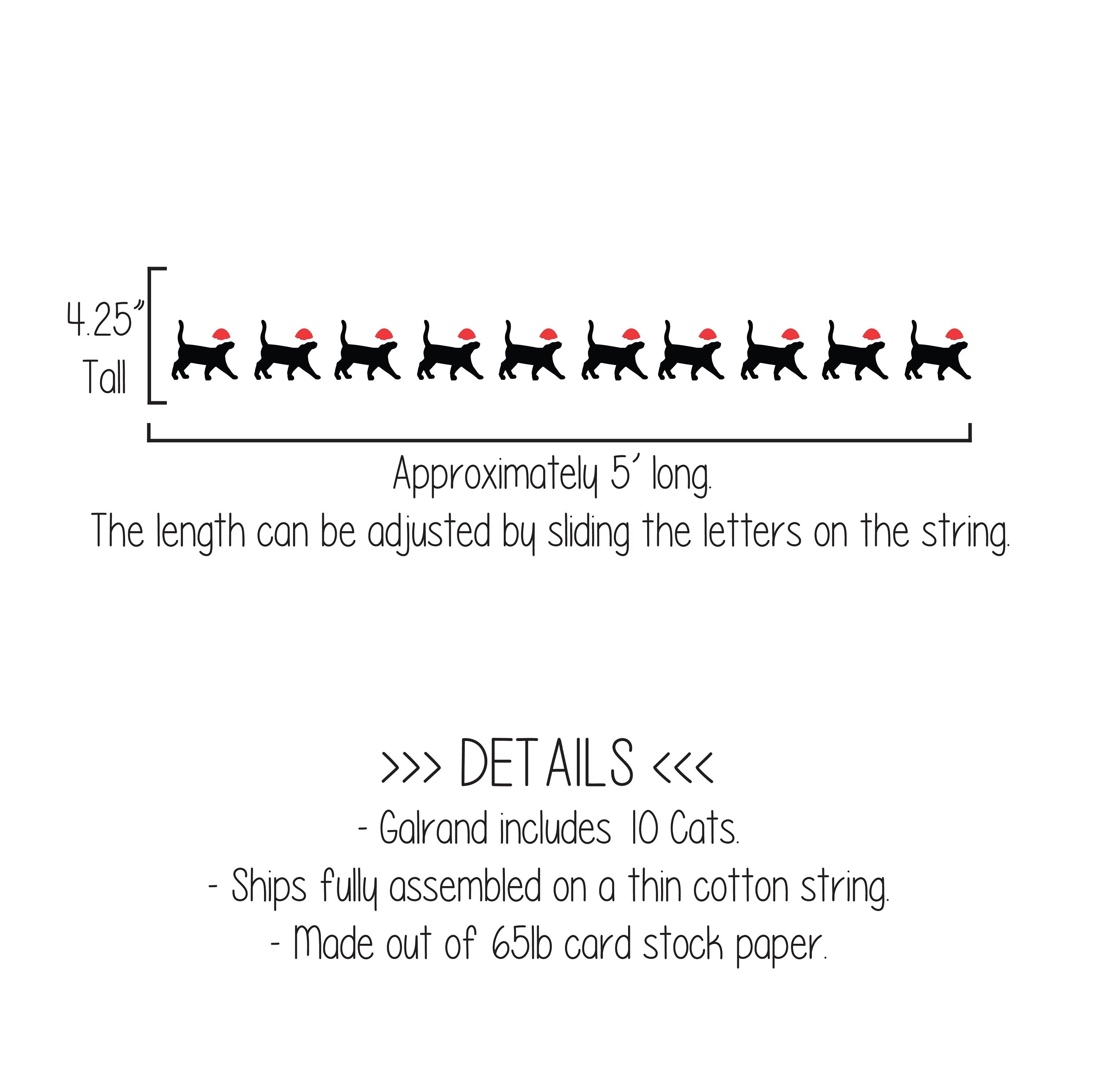 Cat Christmas Garland, Cat Christmas, Meowy Christmas Banner, Christmas Cat Banner, Cat Christmas Banner, Cat with Santa Hat