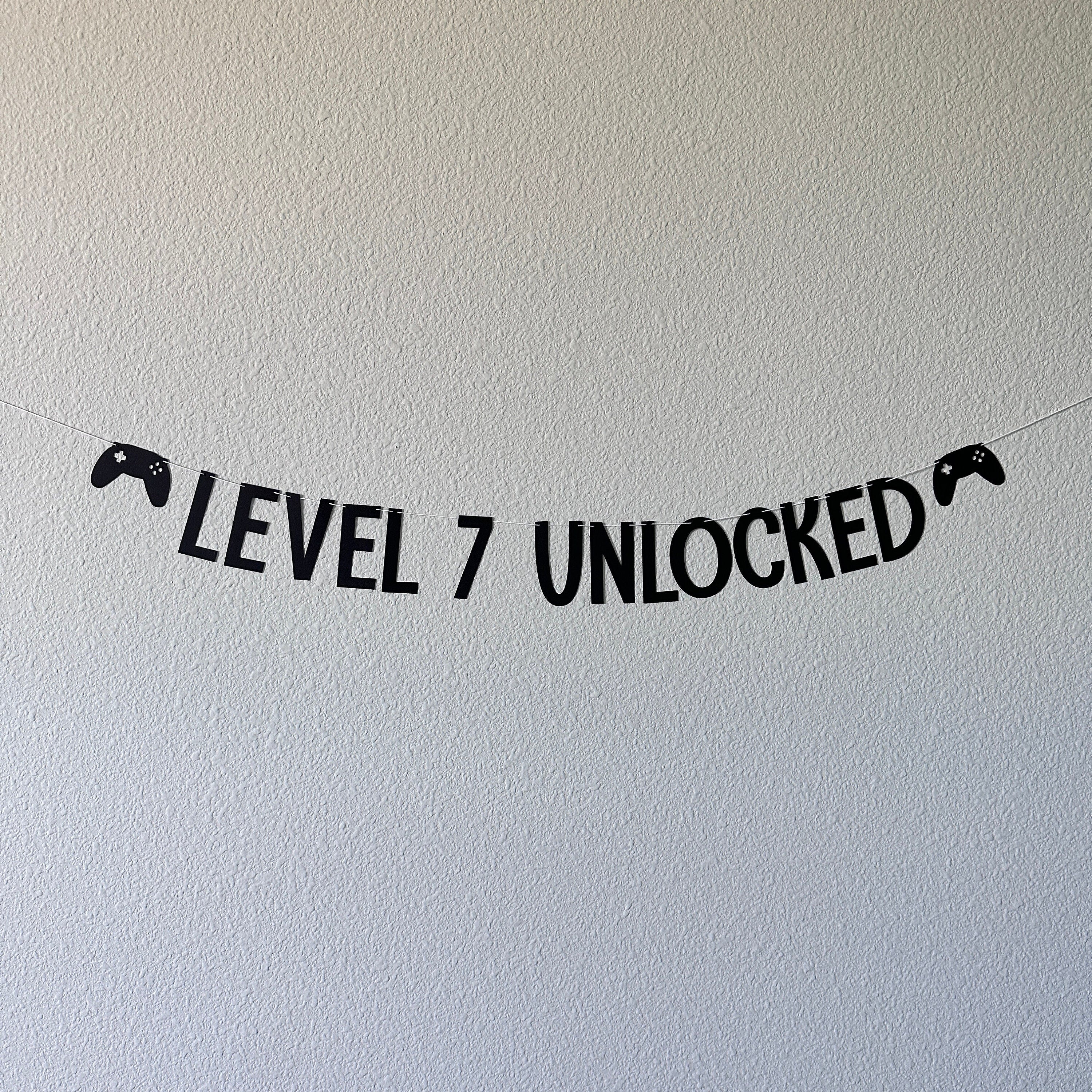 Level 7 Unlocked, Gamer Birthday, Gaming Birthday Banner, 7th Birthday, Video Game Party, Custom Gamer Banner, Seven
