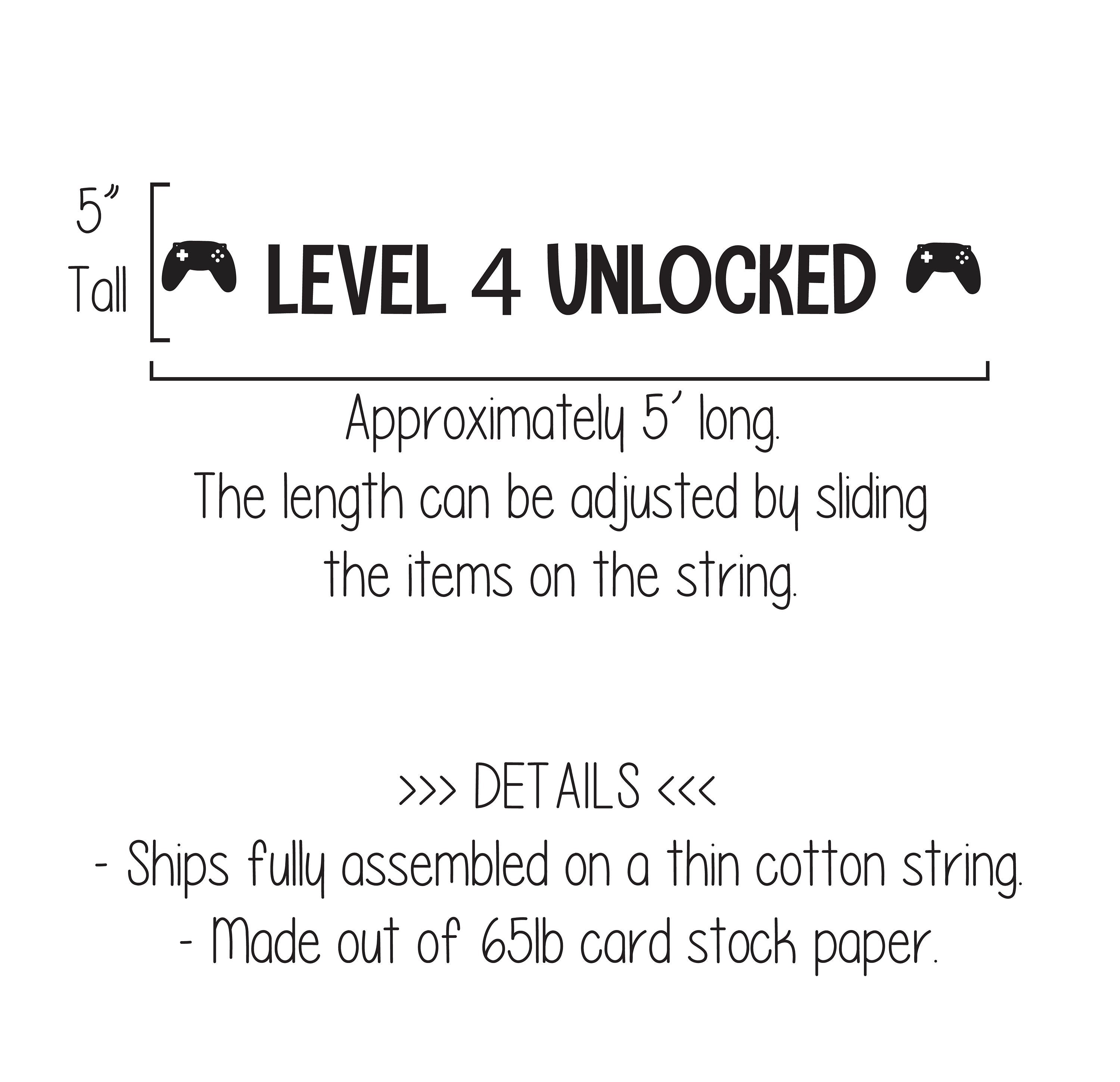 Level 4 Unlocked, Gamer Birthday, Gaming Birthday Banner, 4th Birthday, Video Game Party, Custom Gamer Banner, Four