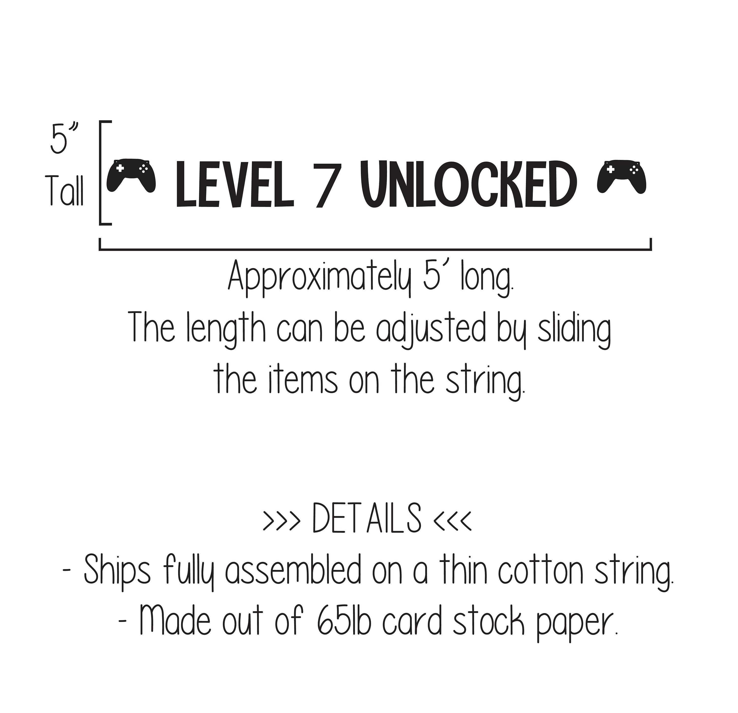 Level 7 Unlocked, Gamer Birthday, Gaming Birthday Banner, 7th Birthday, Video Game Party, Custom Gamer Banner, Seven