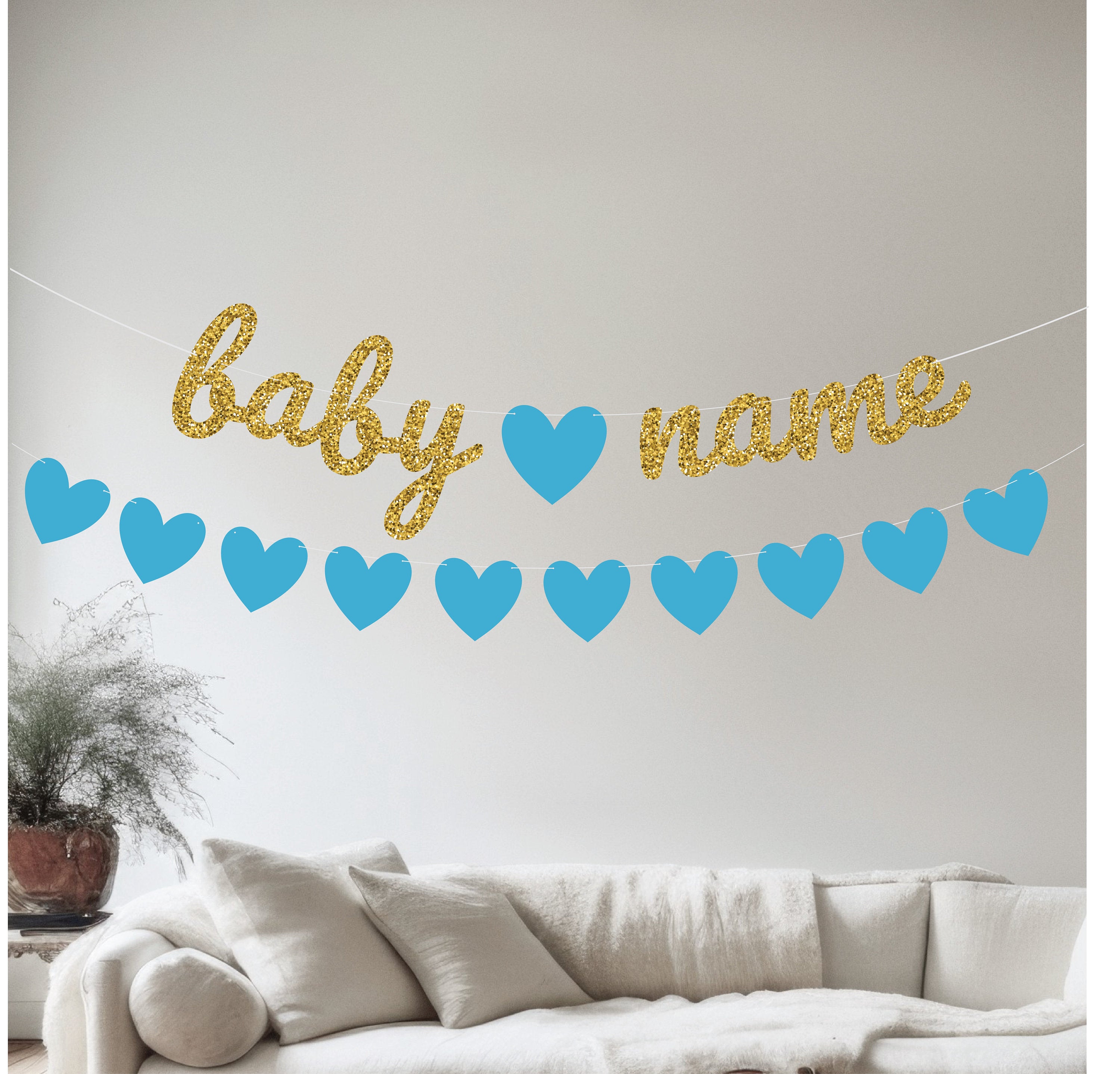Baby Name Banner, Custom Baby Name Banner, Baby Shower Banner, Baby Boy