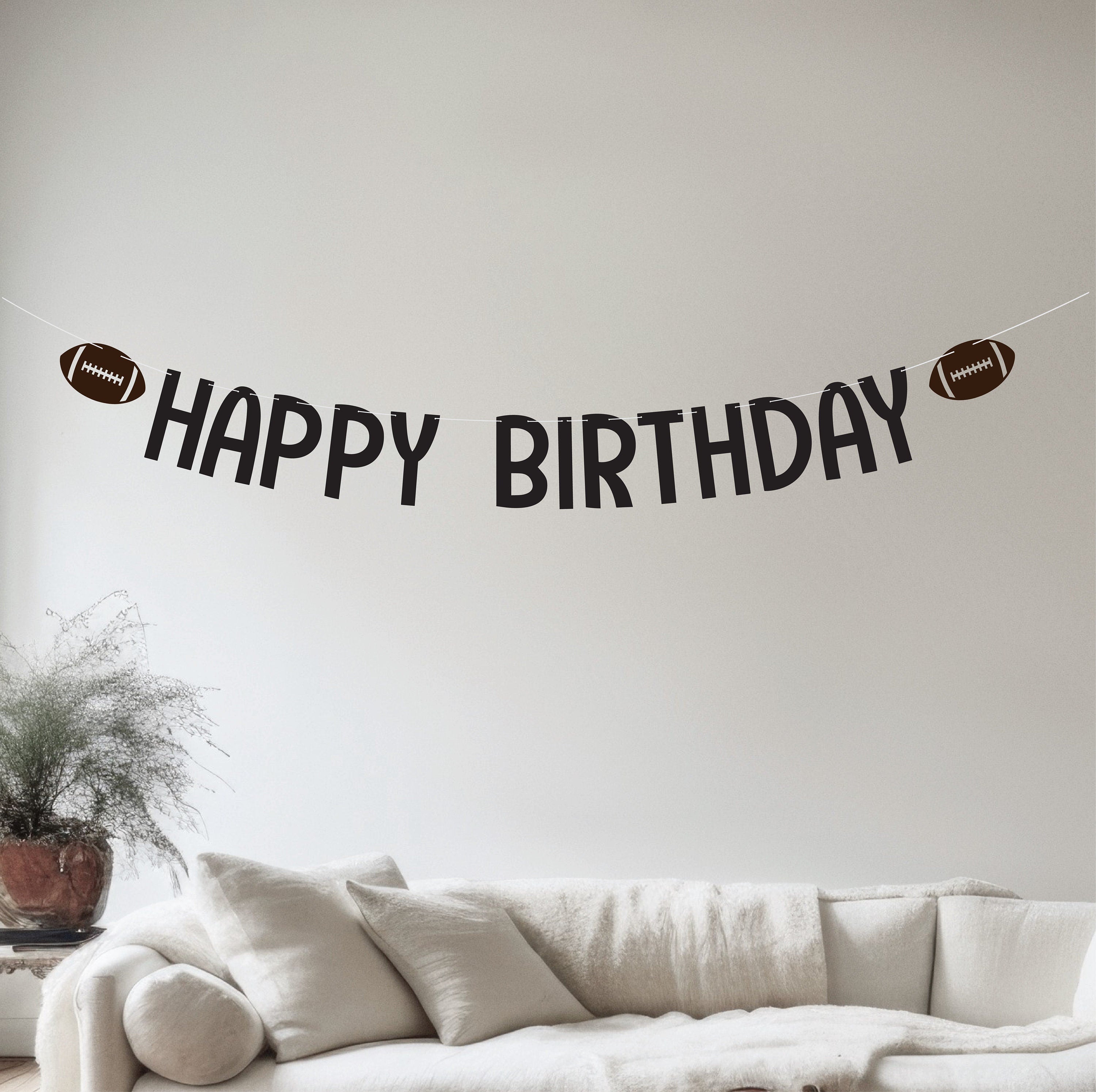Football Happy Birthday Banner, Football Birthday, Custom Football Banner, Superbowl Party Decor, Football Party Decorations